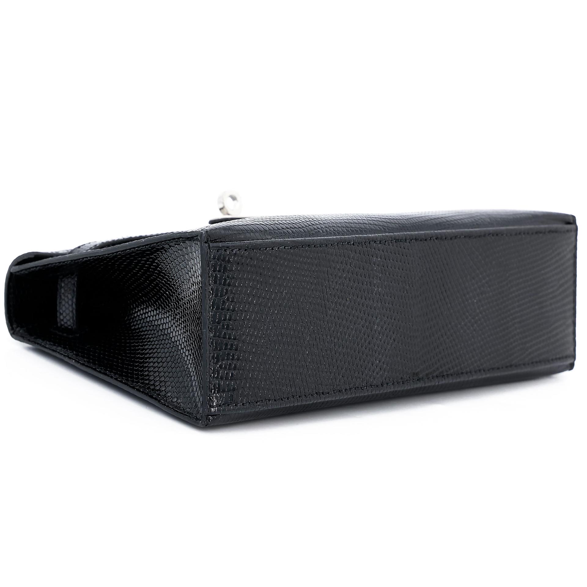 Brand New ( Rank N ) HERMÈS Kelly Pochette Noir (89) Lizard Palladium hardware K (2025) - 6