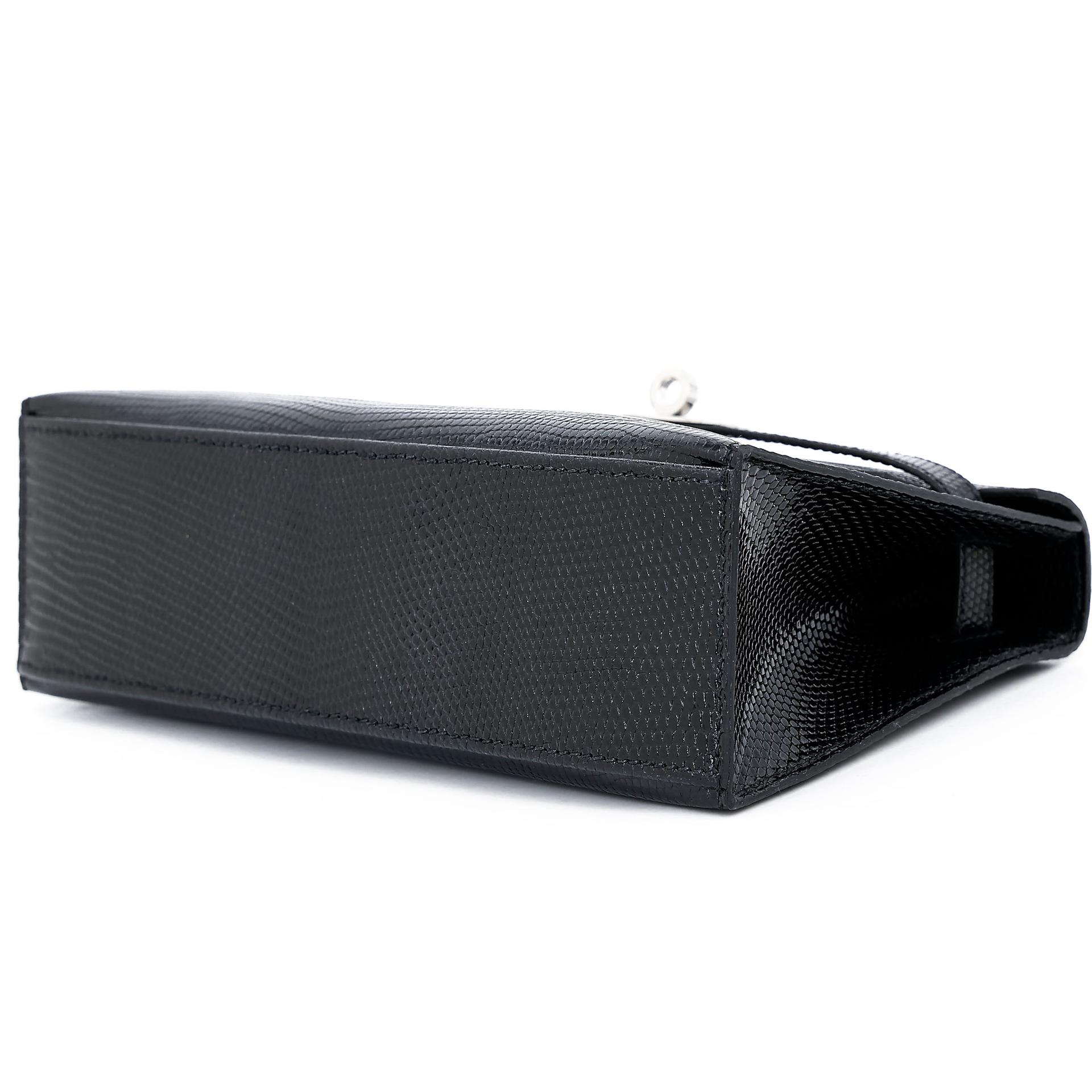 Brand New ( Rank N ) HERMÈS Kelly Pochette Noir (89) Lizard Palladium hardware K (2025) - 5