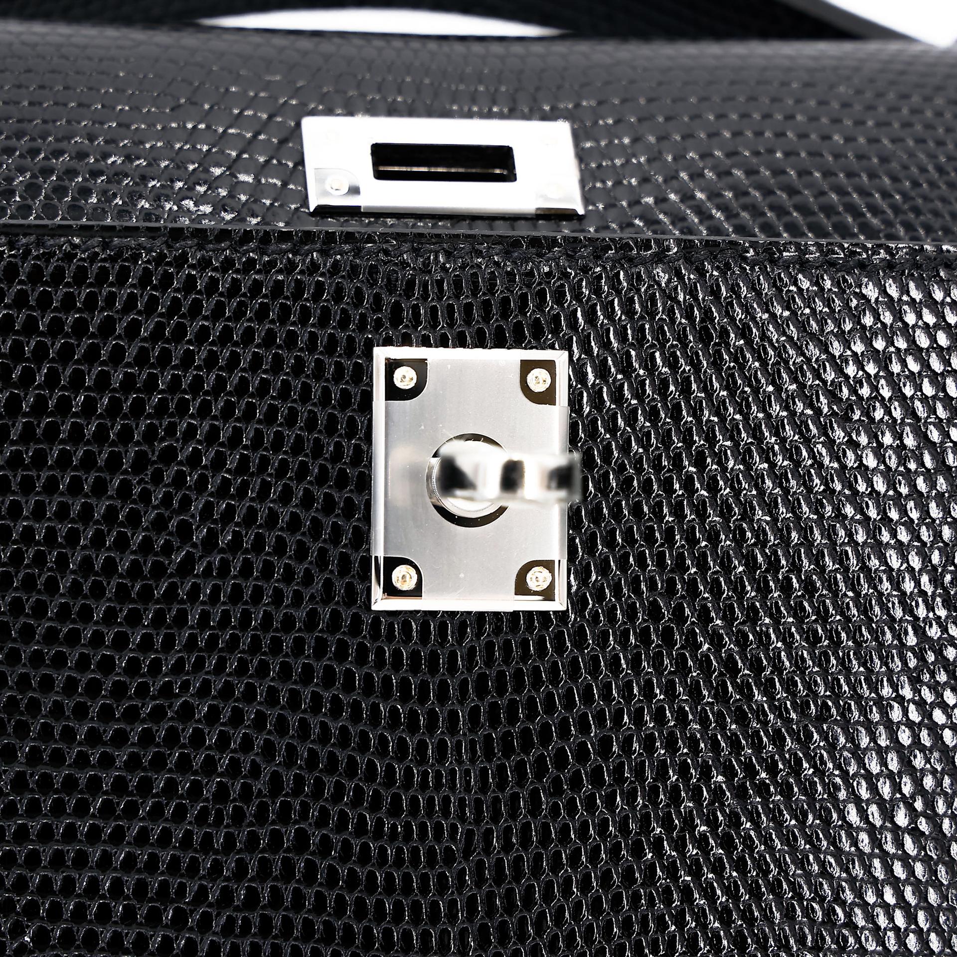 Brand New ( Rank N ) HERMÈS Kelly Pochette Noir (89) Lizard Palladium hardware K (2025) - 12