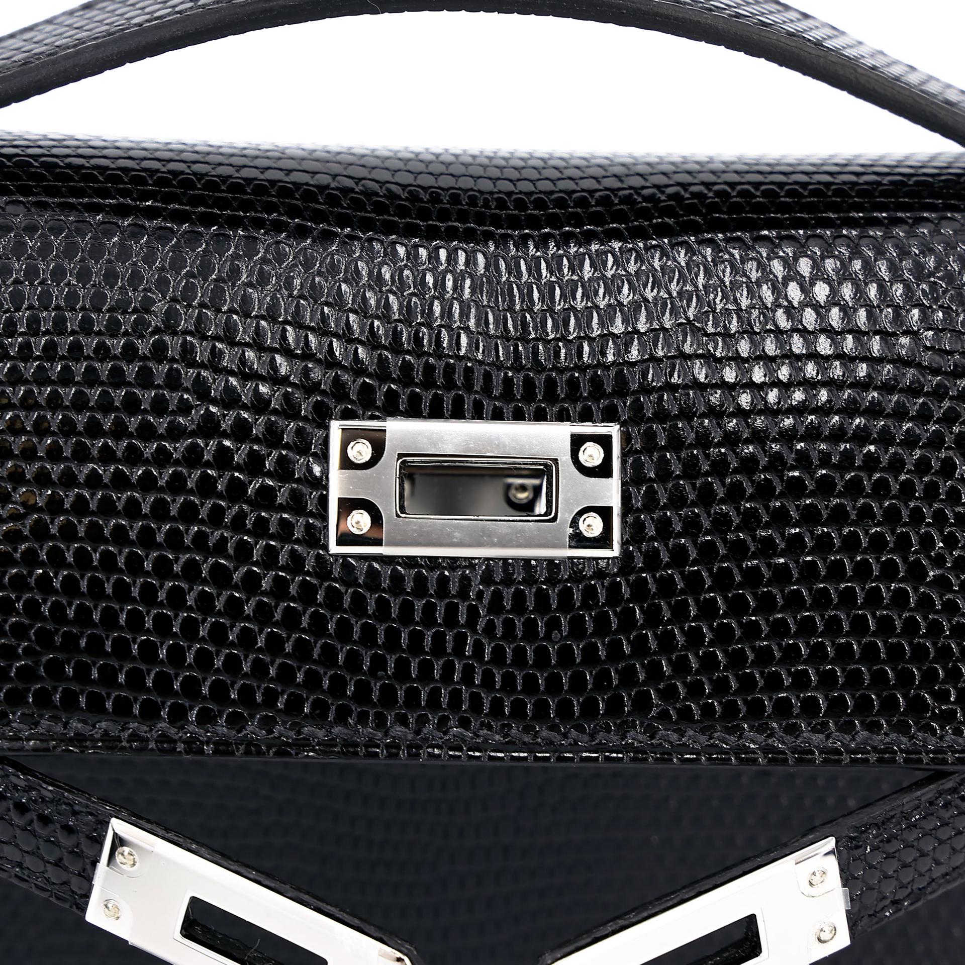 Brand New ( Rank N ) HERMÈS Kelly Pochette Noir (89) Lizard Palladium hardware K (2025) - 9