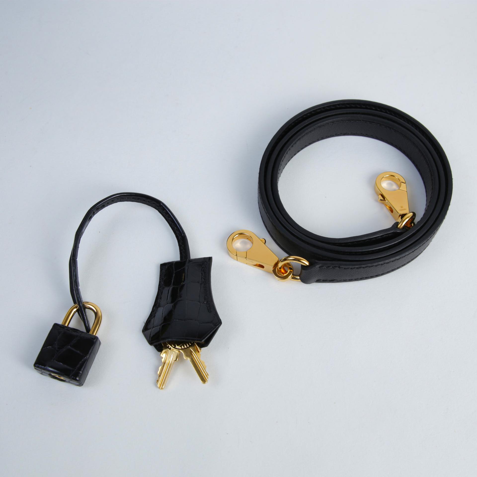 Excellent ( Rank SA ) HERMÈS Kelly 25 Sellier Touch Noir (89) Shiny Alligator Madame Gold hardware Z (2021) - 15