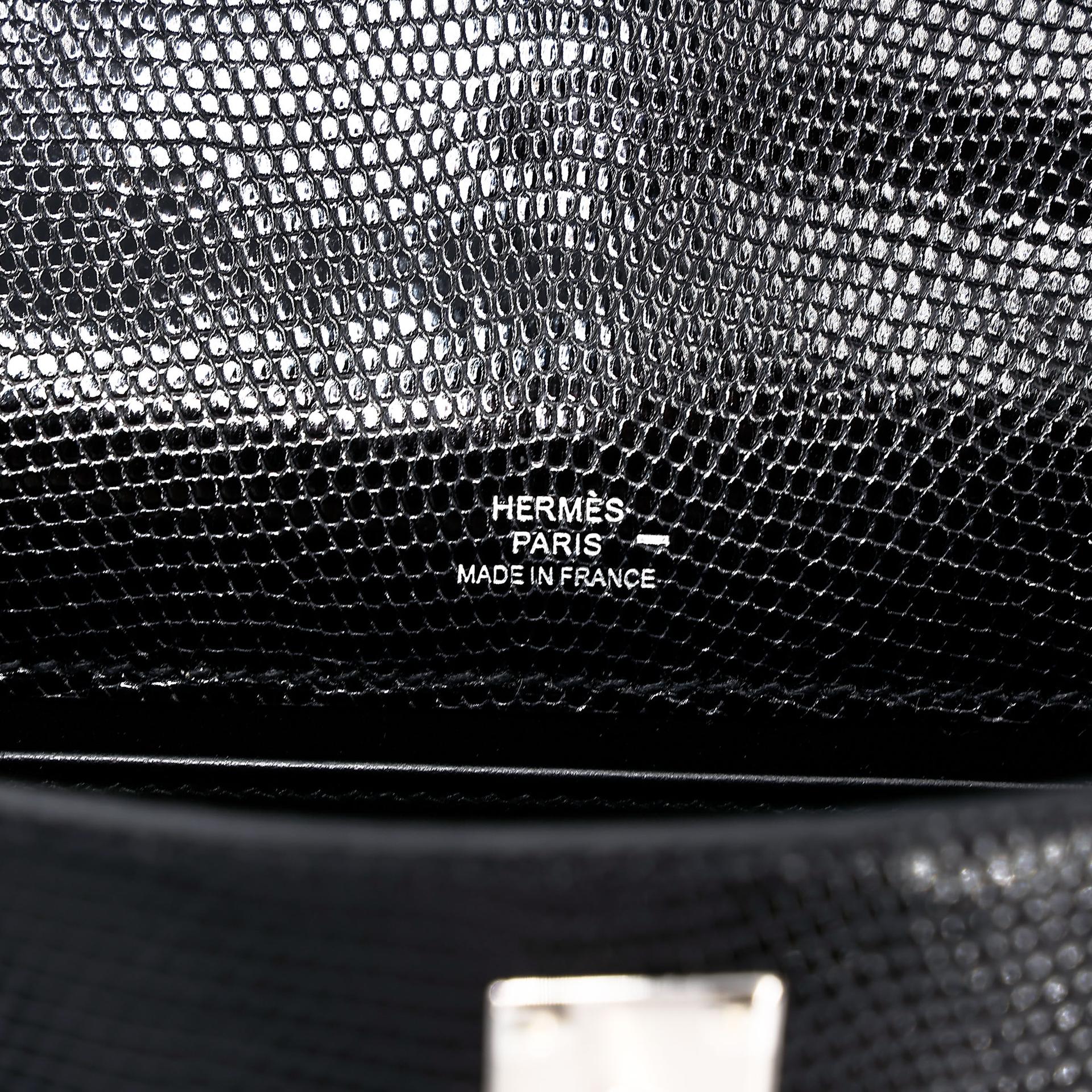 Brand New ( Rank N ) HERMÈS Kelly Pochette Noir (89) Lizard Palladium hardware K (2025) - 13