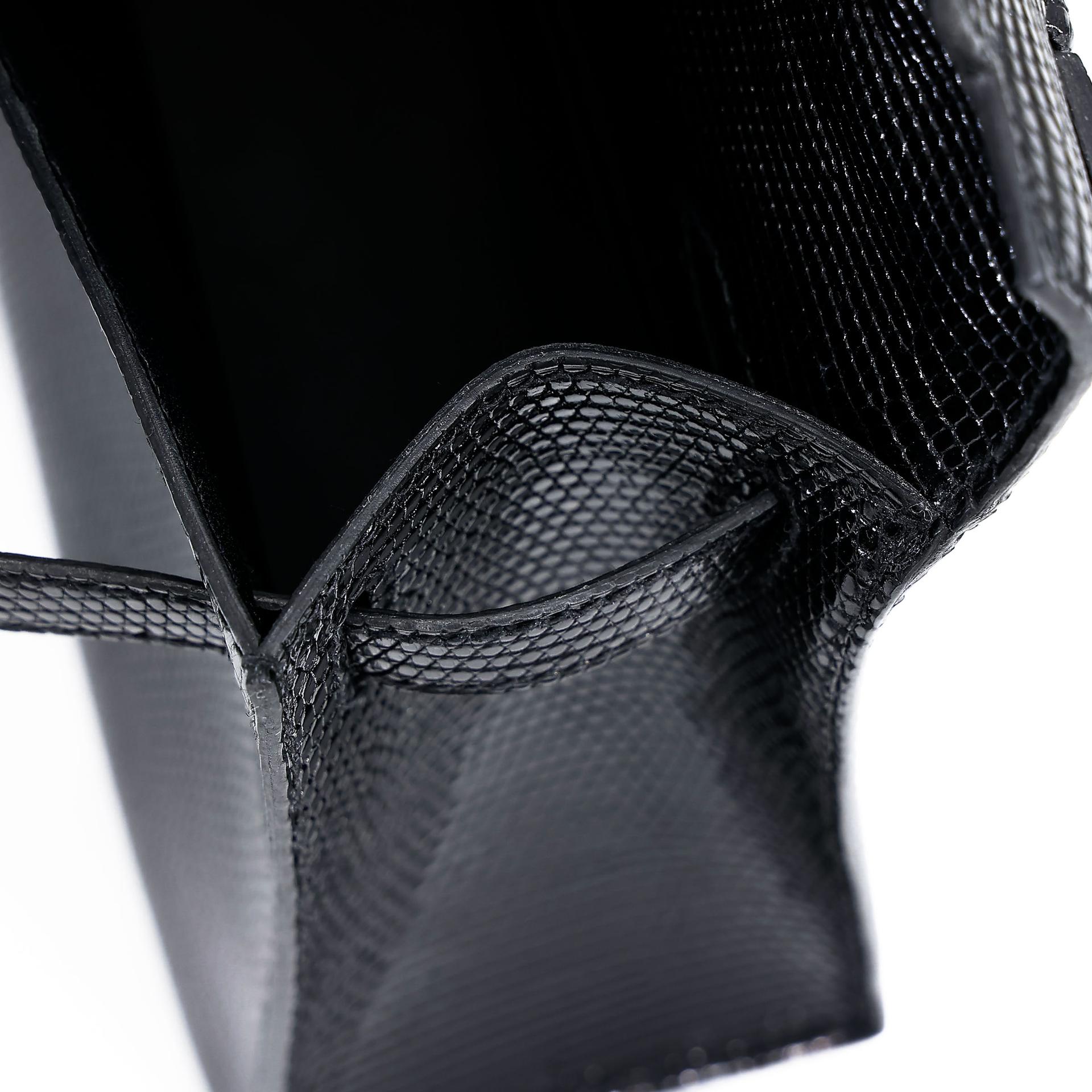 Brand New ( Rank N ) HERMÈS Kelly Pochette Noir (89) Lizard Palladium hardware K (2025) - 15