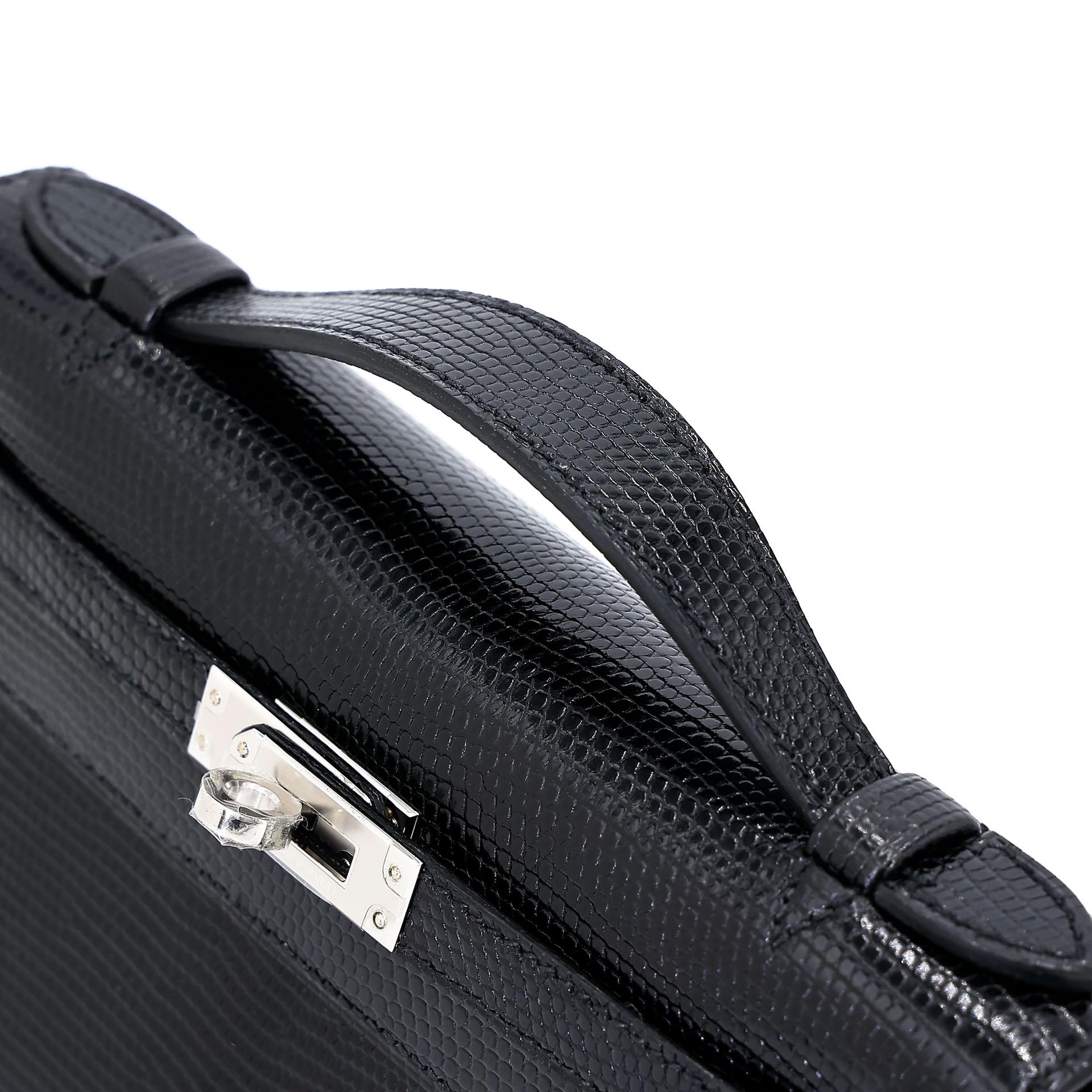 Brand New ( Rank N ) HERMÈS Kelly Pochette Noir (89) Lizard Palladium hardware K (2025) - 4