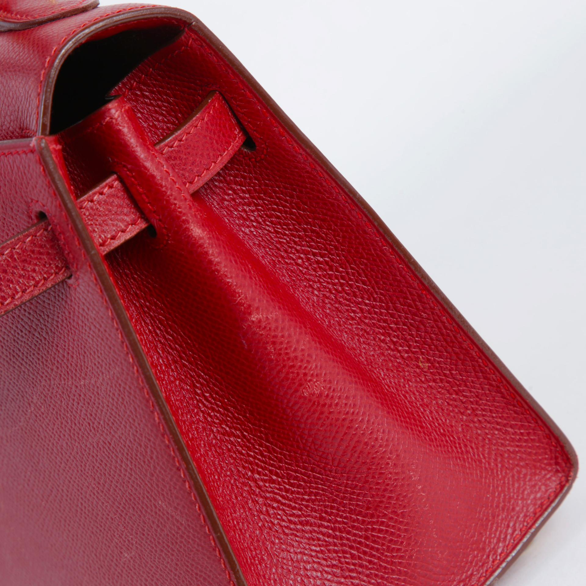 中古AB HERMÈS 爱马仕 Mini Kelly 20 53 Vif红 Rouge Vif 金扣 〇Y刻 1995年 - 9