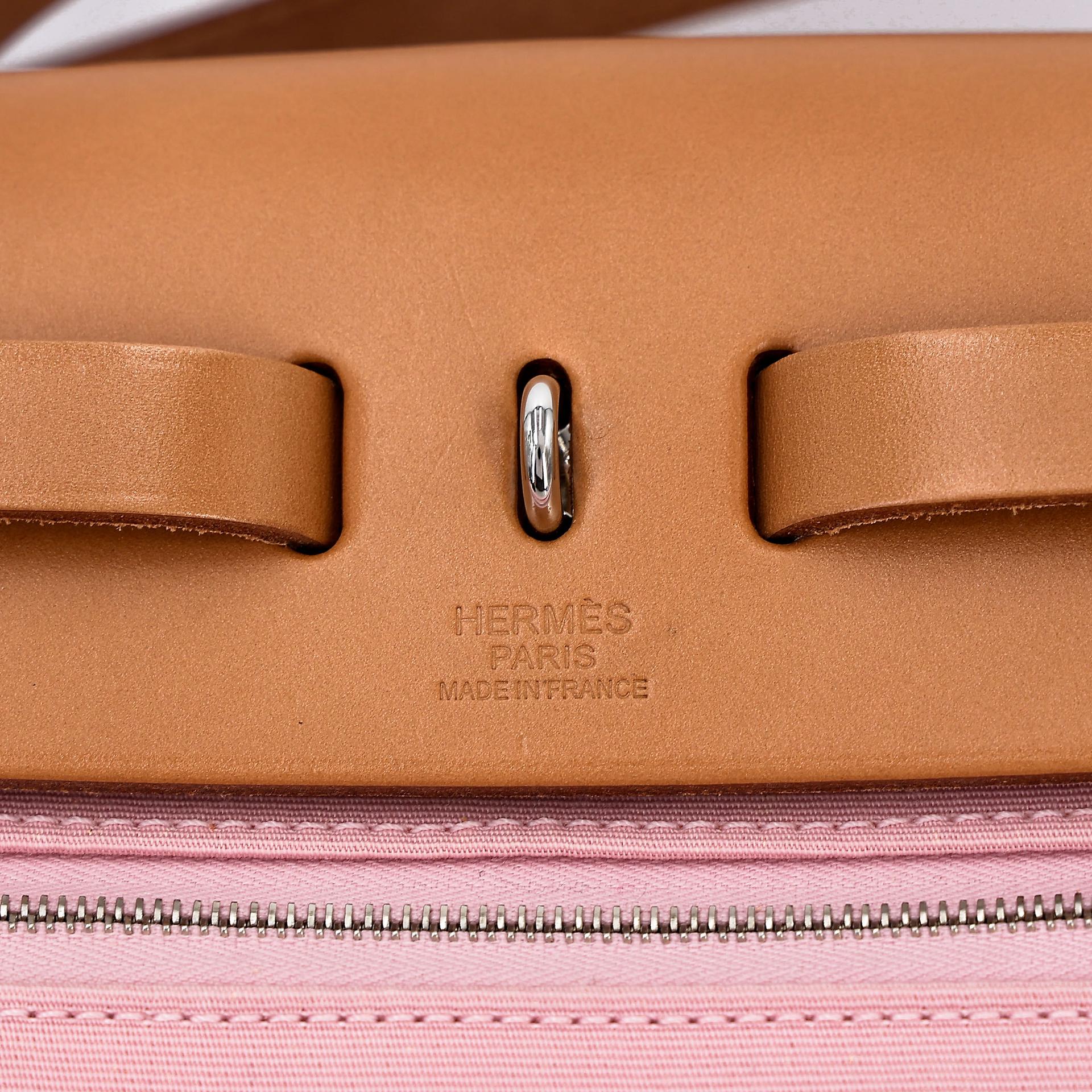 ランク SA  HERMÈS エルメス  エールバッグPM ローズサクラ (3Q) ナチュラルサブレ (21) ネゴンダ シルバー金具 T刻印 - 12