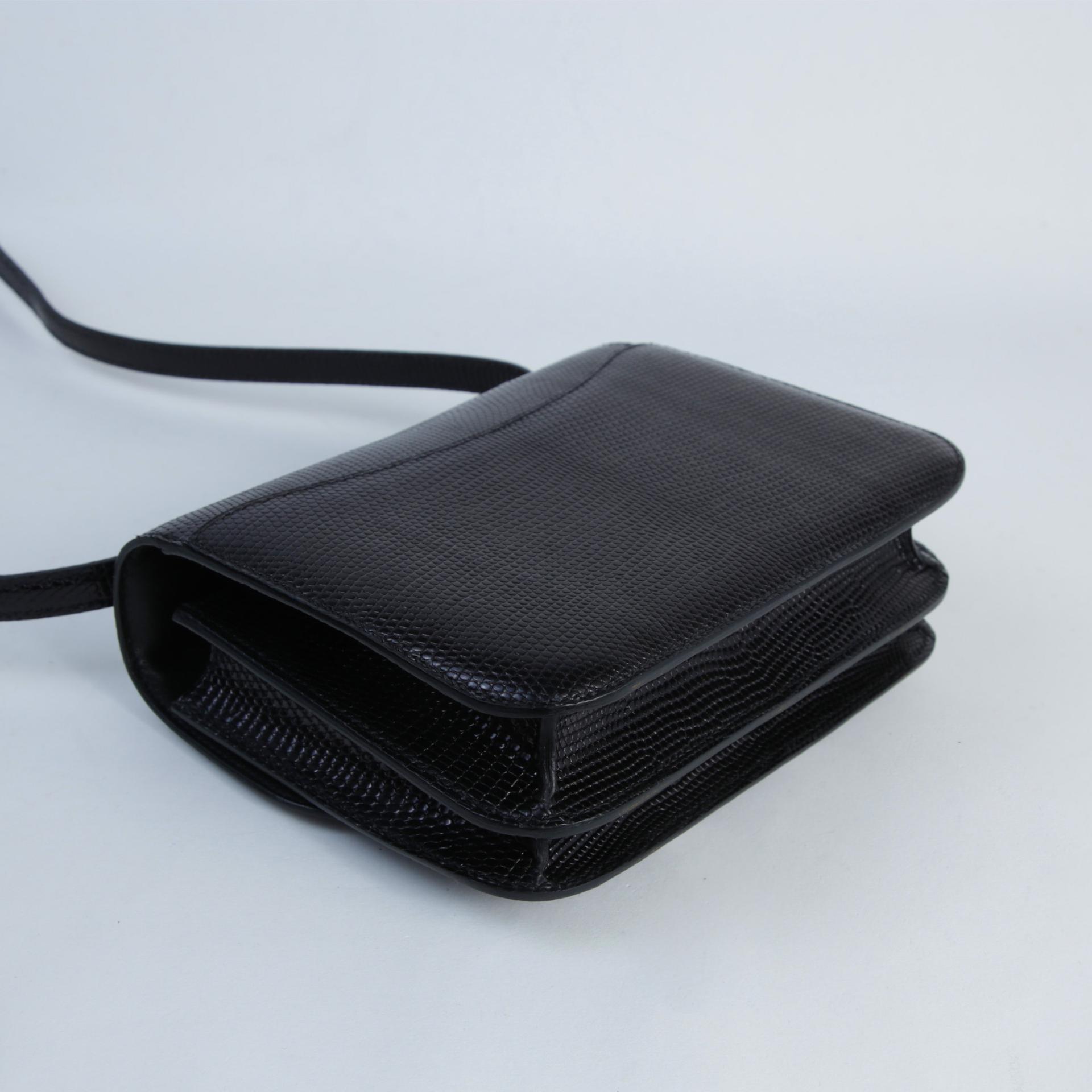 Very Good ( Rank A) HERMÈS Constance Mini Noir (89) Lizard Palladium hardware Z (2021) - 7