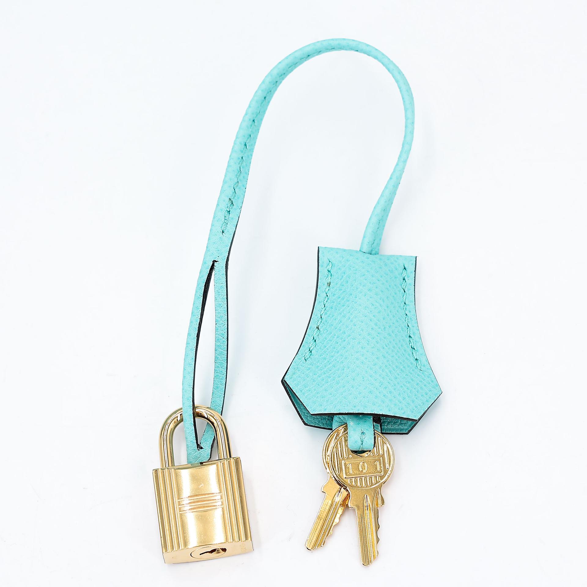 ランク SA HERMÈS エルメス バーキン30 ブルーアトール (3P) エプソン ゴールド金具 T刻印 - 20