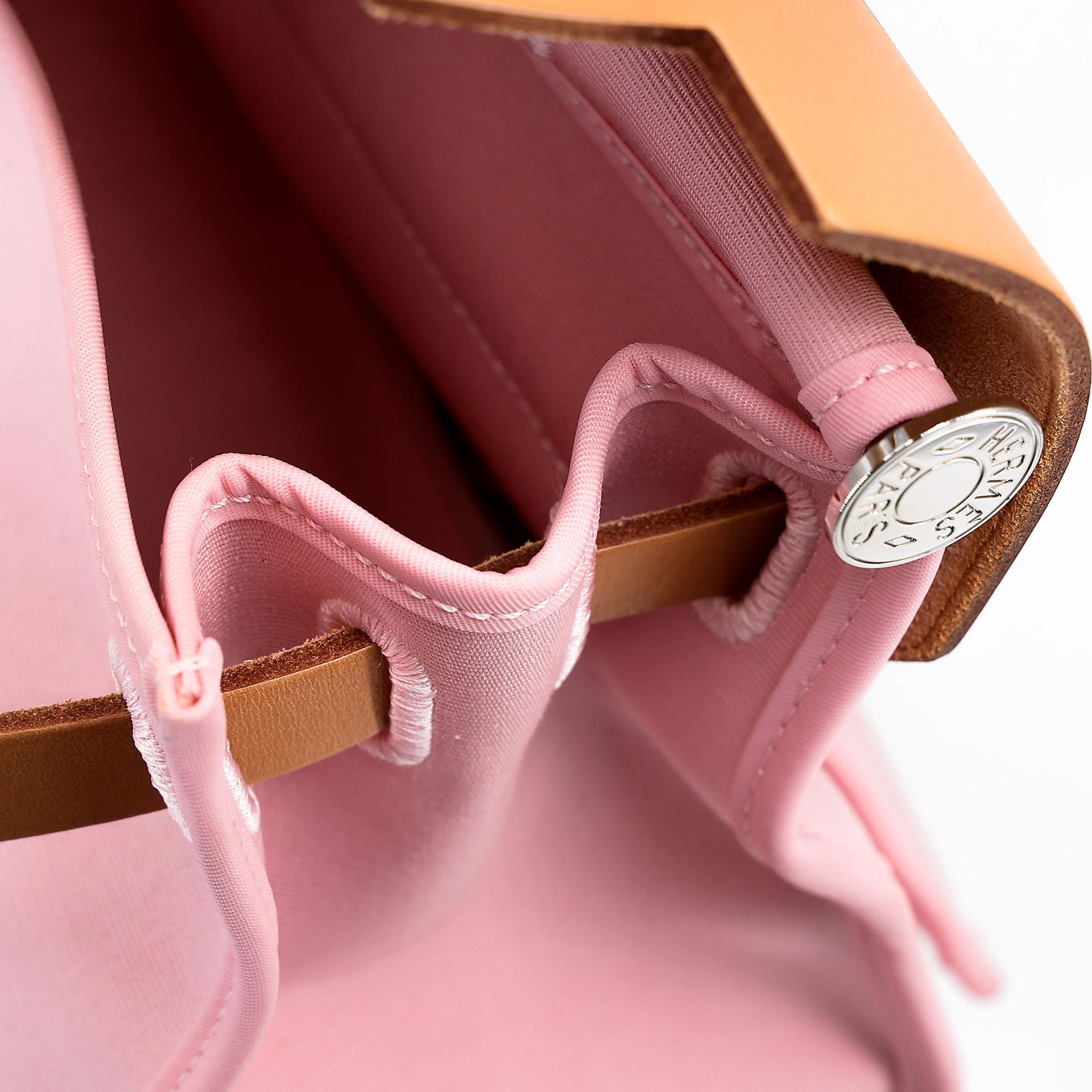 ランク SA  HERMÈS エルメス  エールバッグPM ローズサクラ (3Q) ナチュラルサブレ (21) ネゴンダ シルバー金具 T刻印 - 20