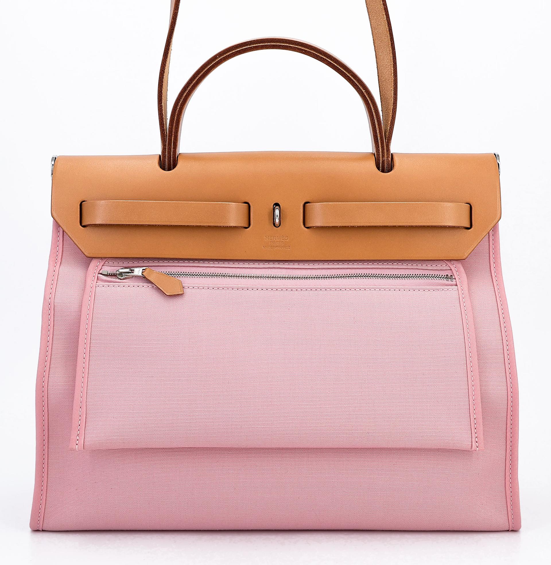 ランク SA  HERMÈS エルメス  エールバッグPM ローズサクラ (3Q) ナチュラルサブレ (21) ネゴンダ シルバー金具 T刻印 - 2