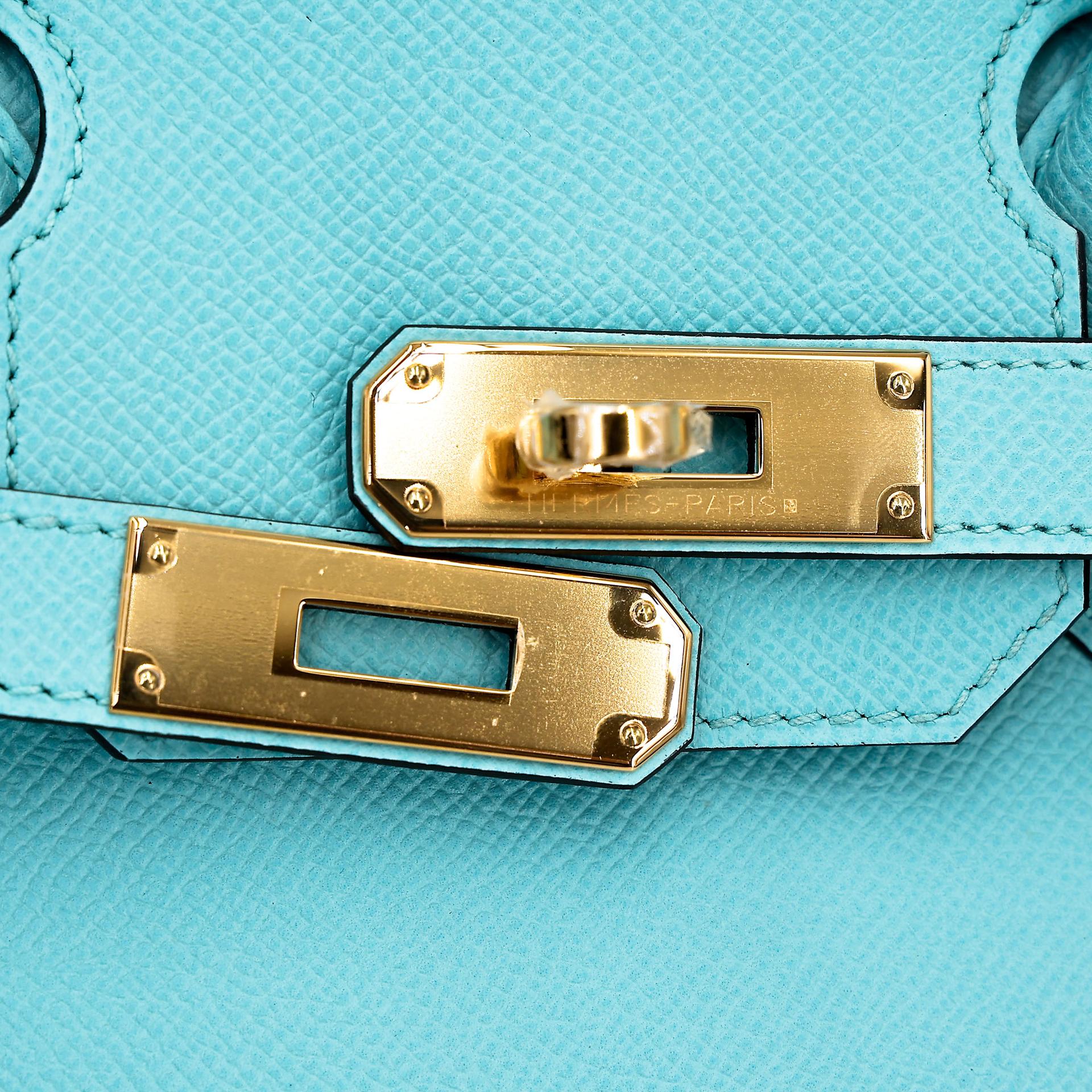 ランク SA HERMÈS エルメス バーキン30 ブルーアトール (3P) エプソン ゴールド金具 T刻印 - 10