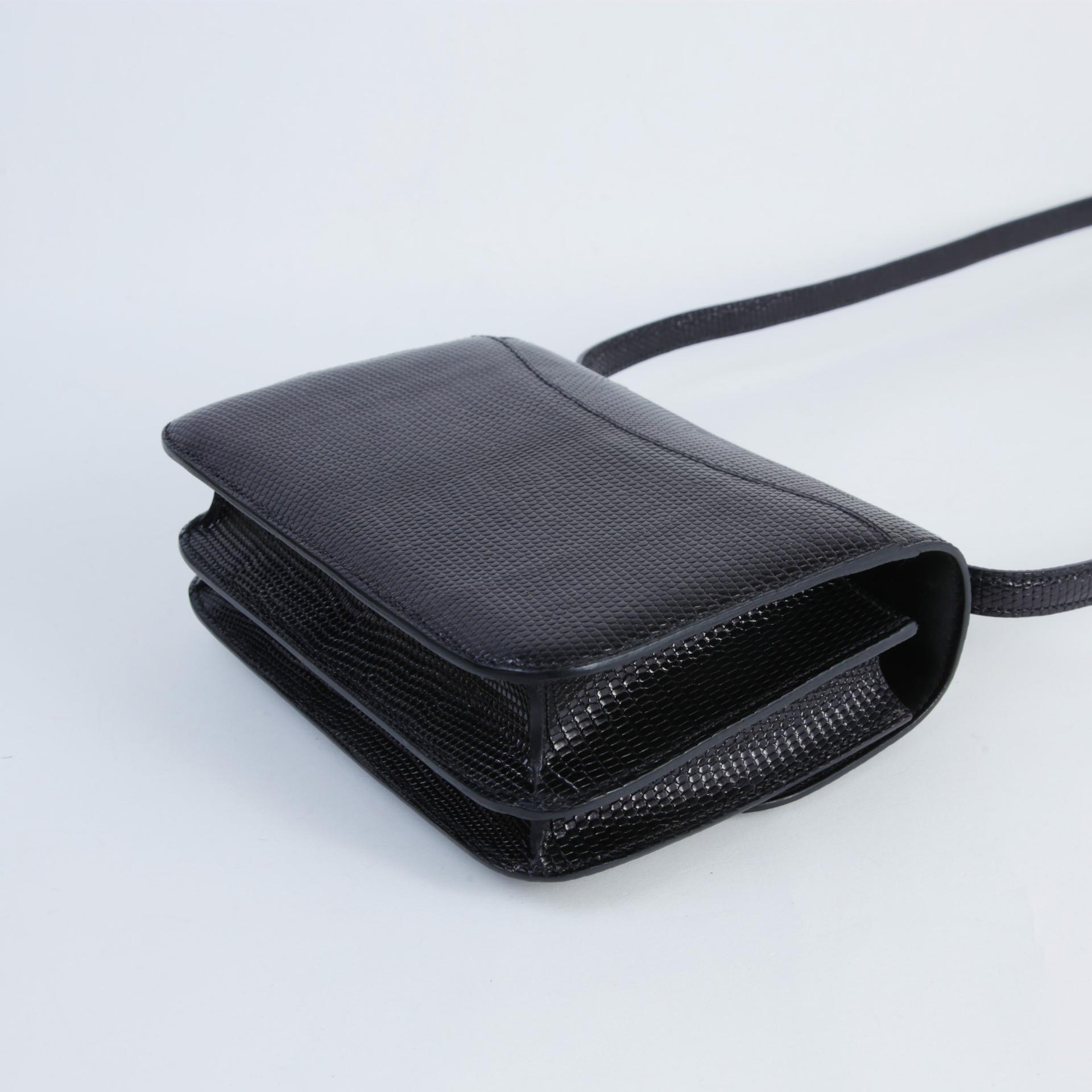 Very Good ( Rank A) HERMÈS Constance Mini Noir (89) Lizard Palladium hardware Z (2021) - 8