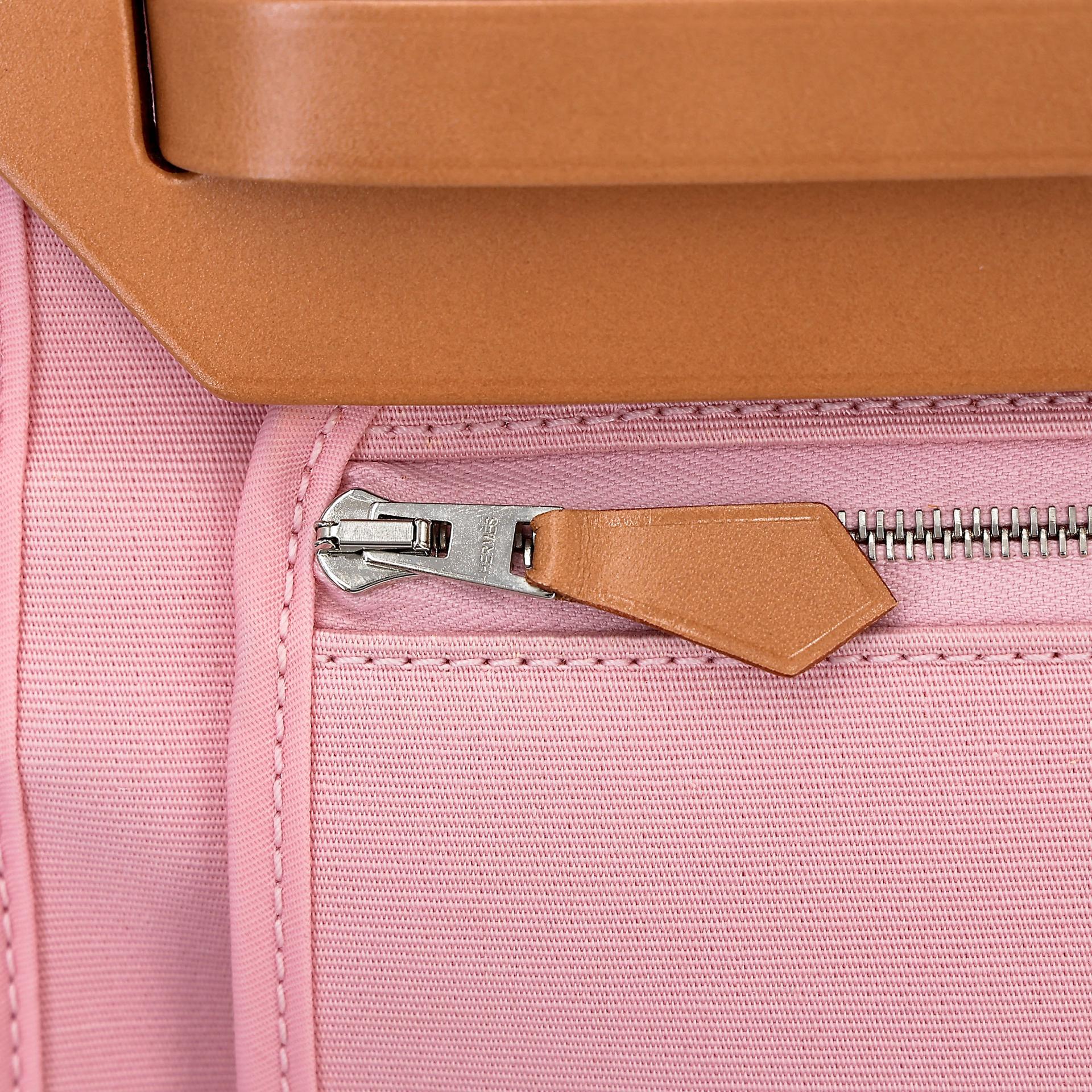 ランク SA  HERMÈS エルメス  エールバッグPM ローズサクラ (3Q) ナチュラルサブレ (21) ネゴンダ シルバー金具 T刻印 - 11
