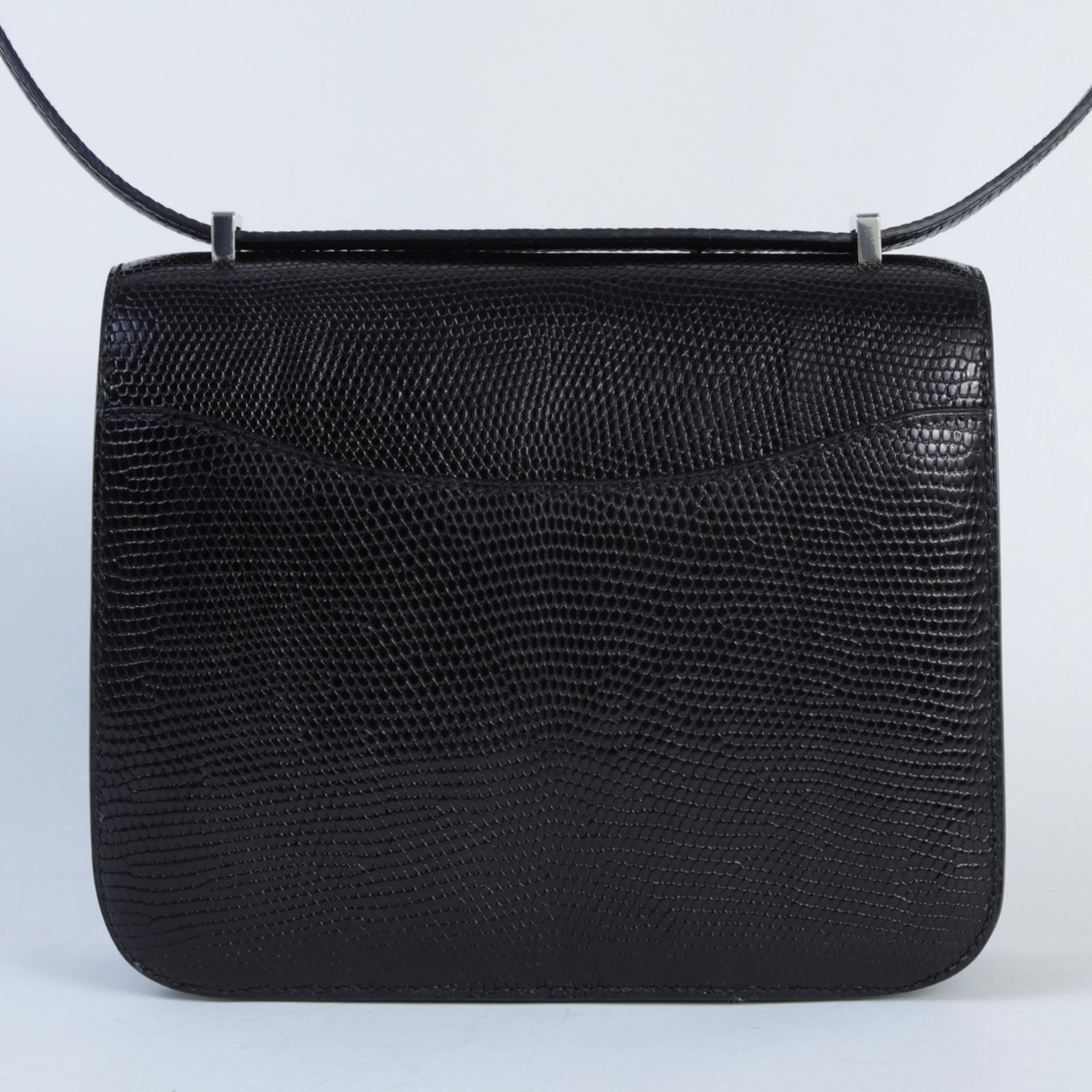 Very Good ( Rank A) HERMÈS Constance Mini Noir (89) Lizard Palladium hardware Z (2021) - 2