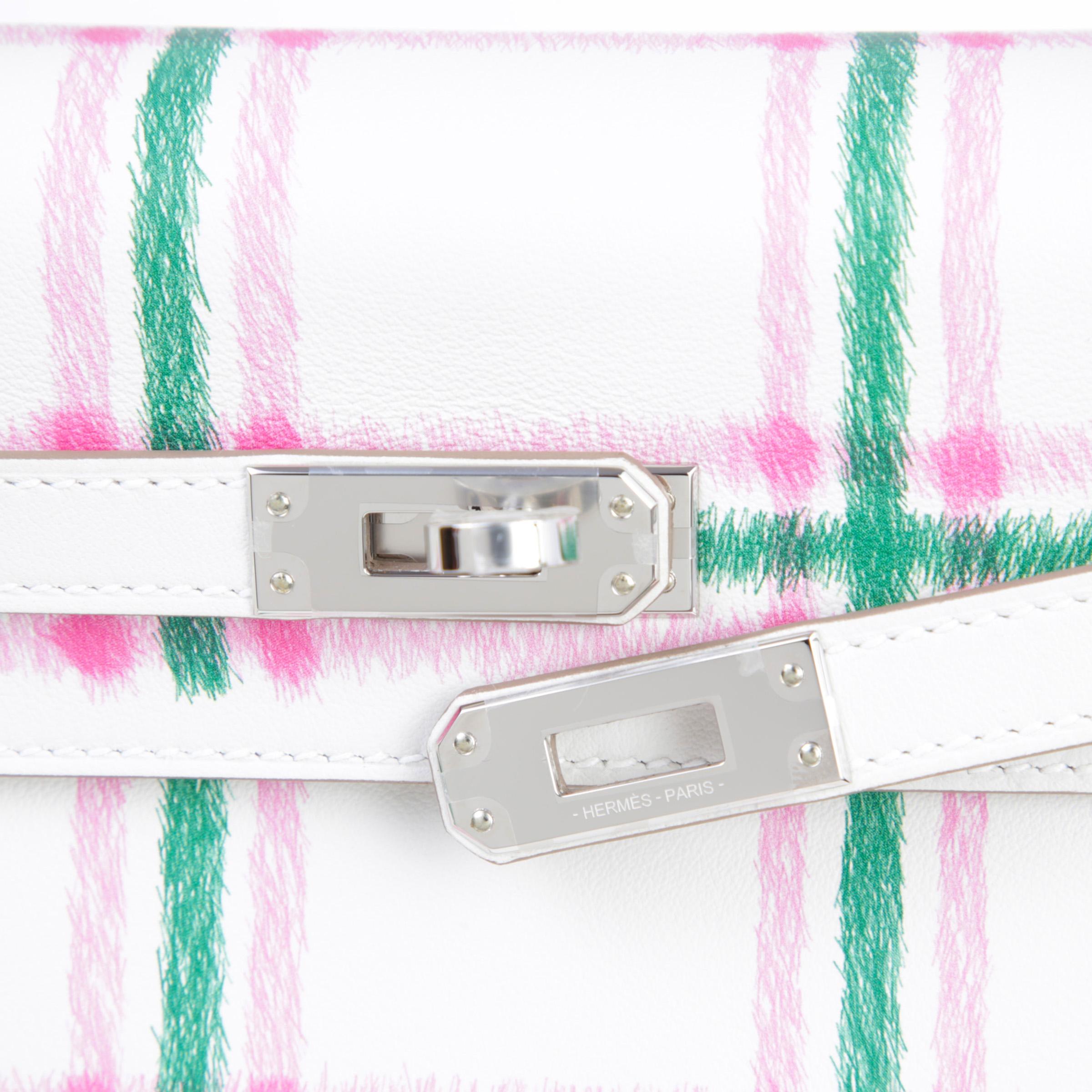 ランク N 新品 HERMÈS エルメス ケリー25 タータンライト グリスパル (M4) ローズバブルガム (L4) ヴェールモワイヤン (65) スイフト シルバー金具 K刻印 - 8