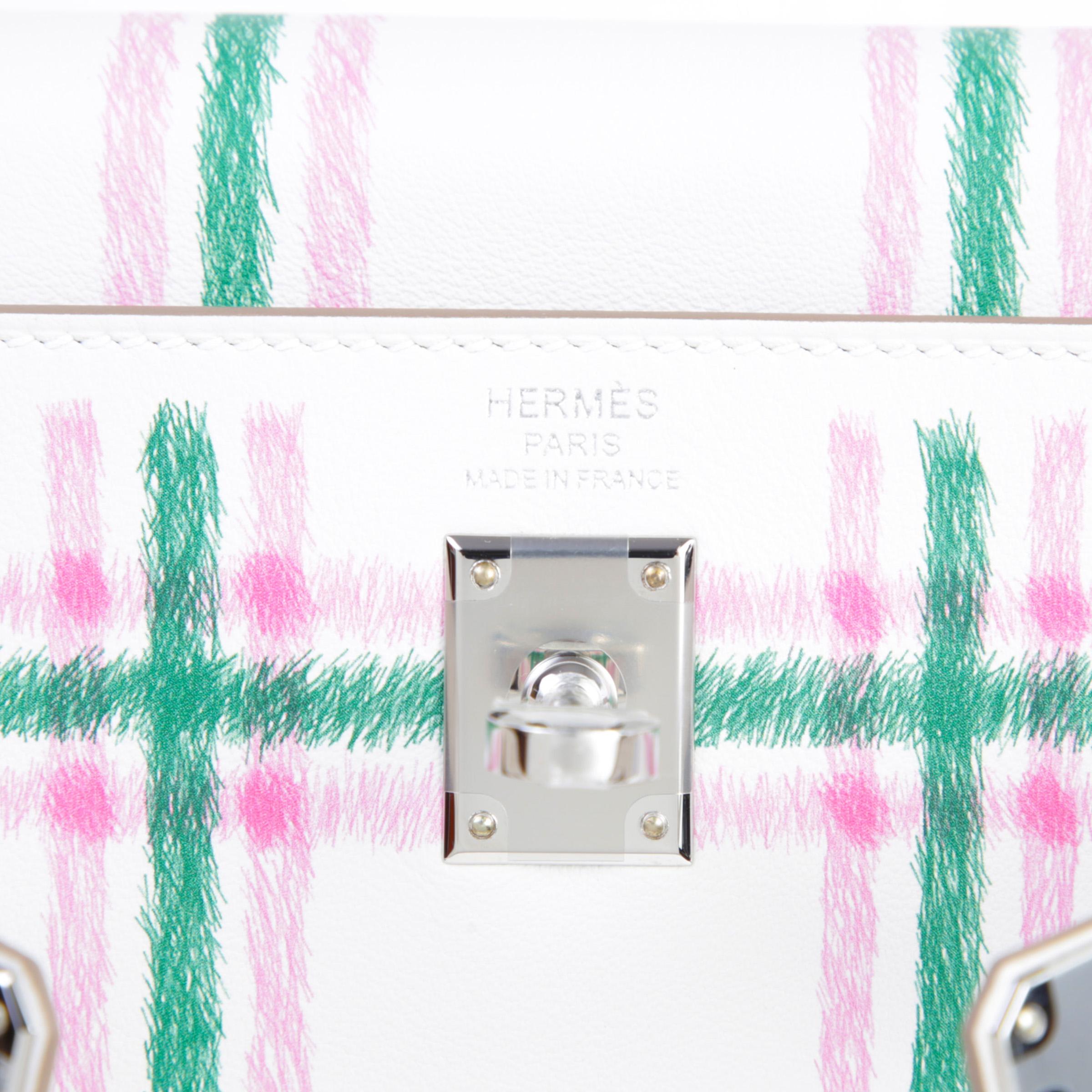 ランク N 新品 HERMÈS エルメス ケリー25 タータンライト グリスパル (M4) ローズバブルガム (L4) ヴェールモワイヤン (65) スイフト シルバー金具 K刻印 - 9