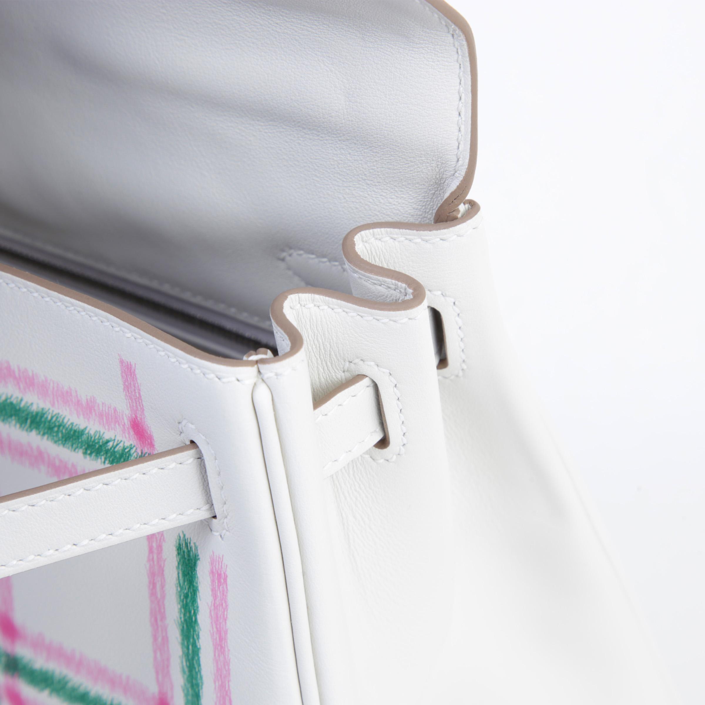 ランク N 新品 HERMÈS エルメス ケリー25 タータンライト グリスパル (M4) ローズバブルガム (L4) ヴェールモワイヤン (65) スイフト シルバー金具 K刻印 - 11