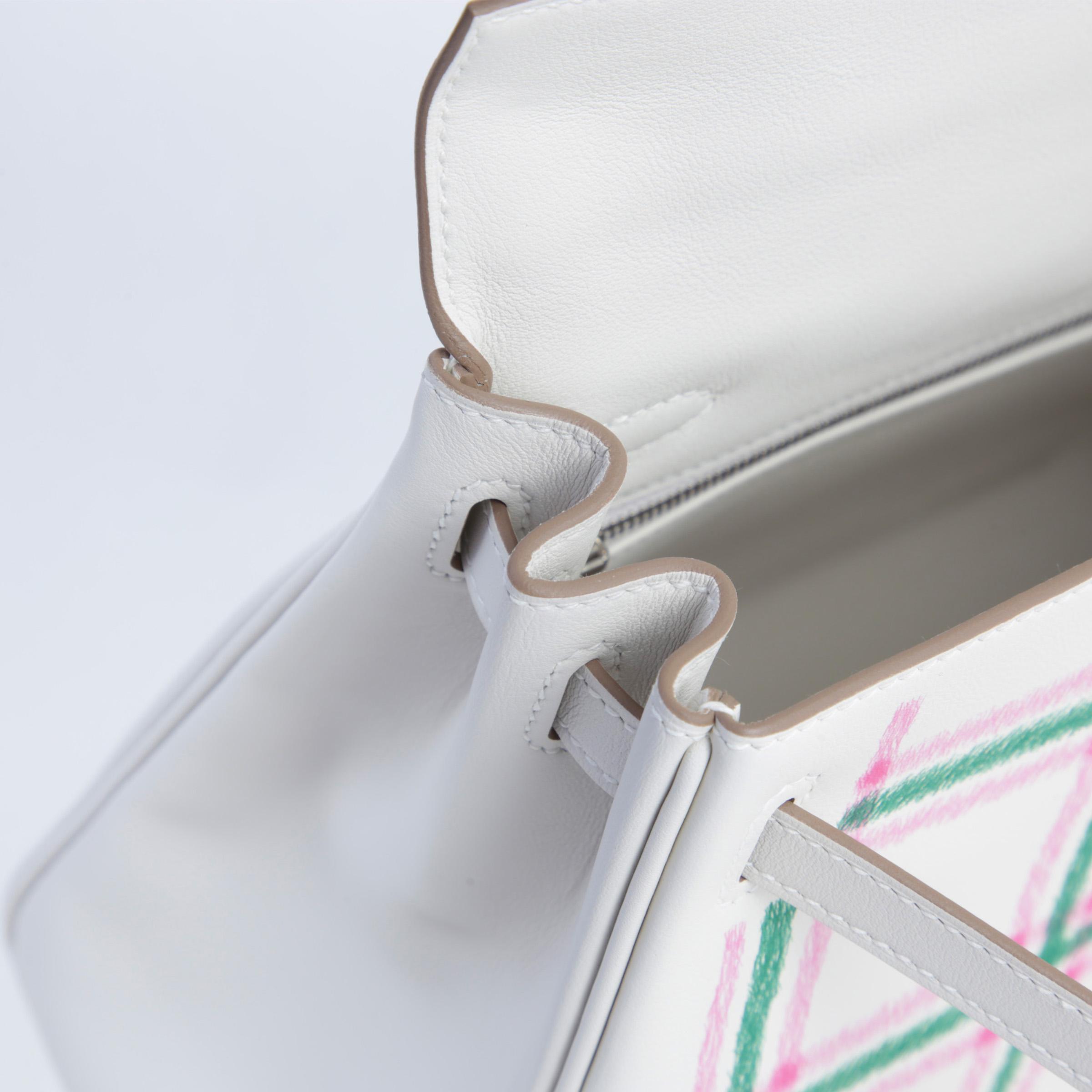 ランク N 新品 HERMÈS エルメス ケリー25 タータンライト グリスパル (M4) ローズバブルガム (L4) ヴェールモワイヤン (65) スイフト シルバー金具 K刻印 - 12
