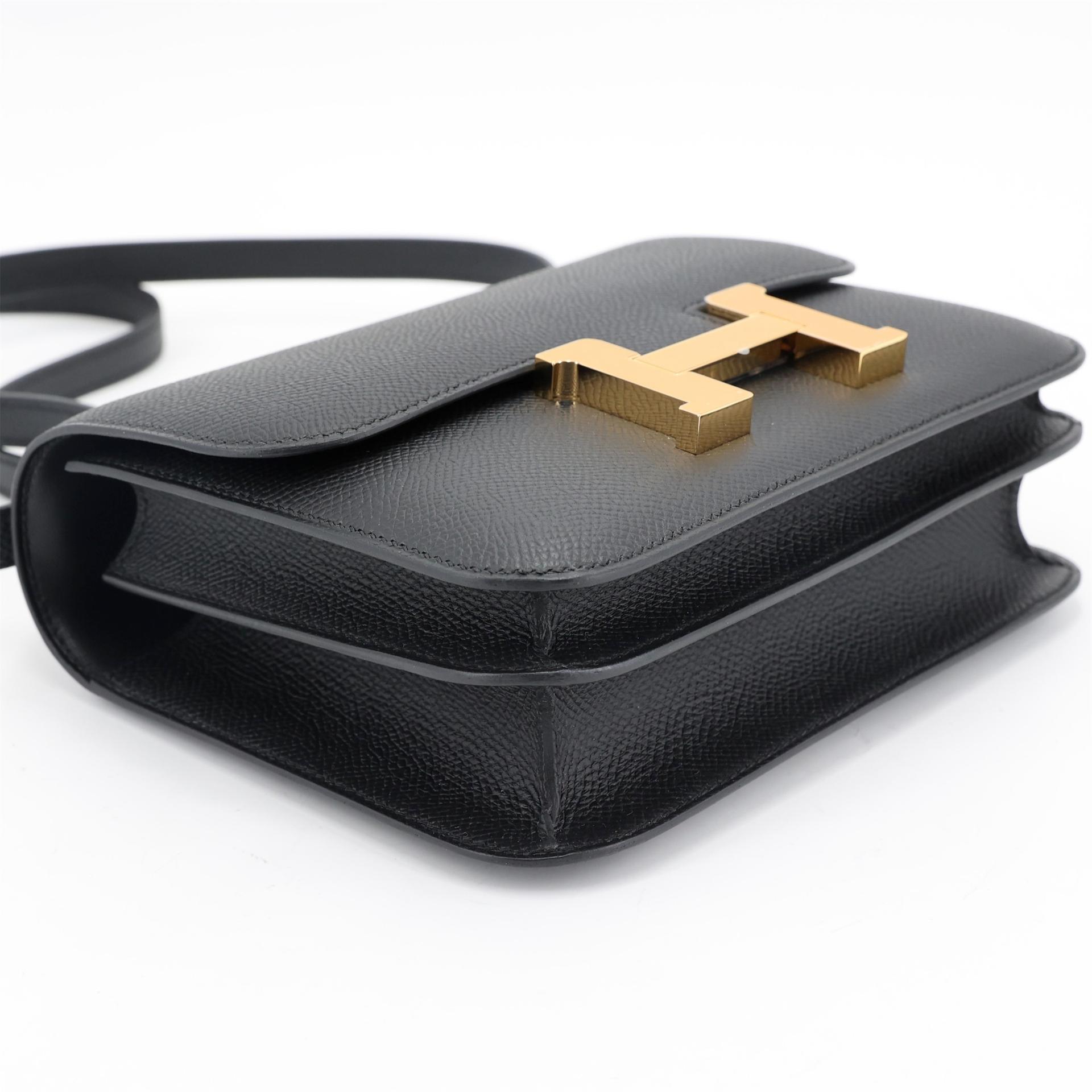 Brand New ( Rank N ) HERMÈS Constance Mini Noir (89) Epsom Gold hardware K (2025) - 6