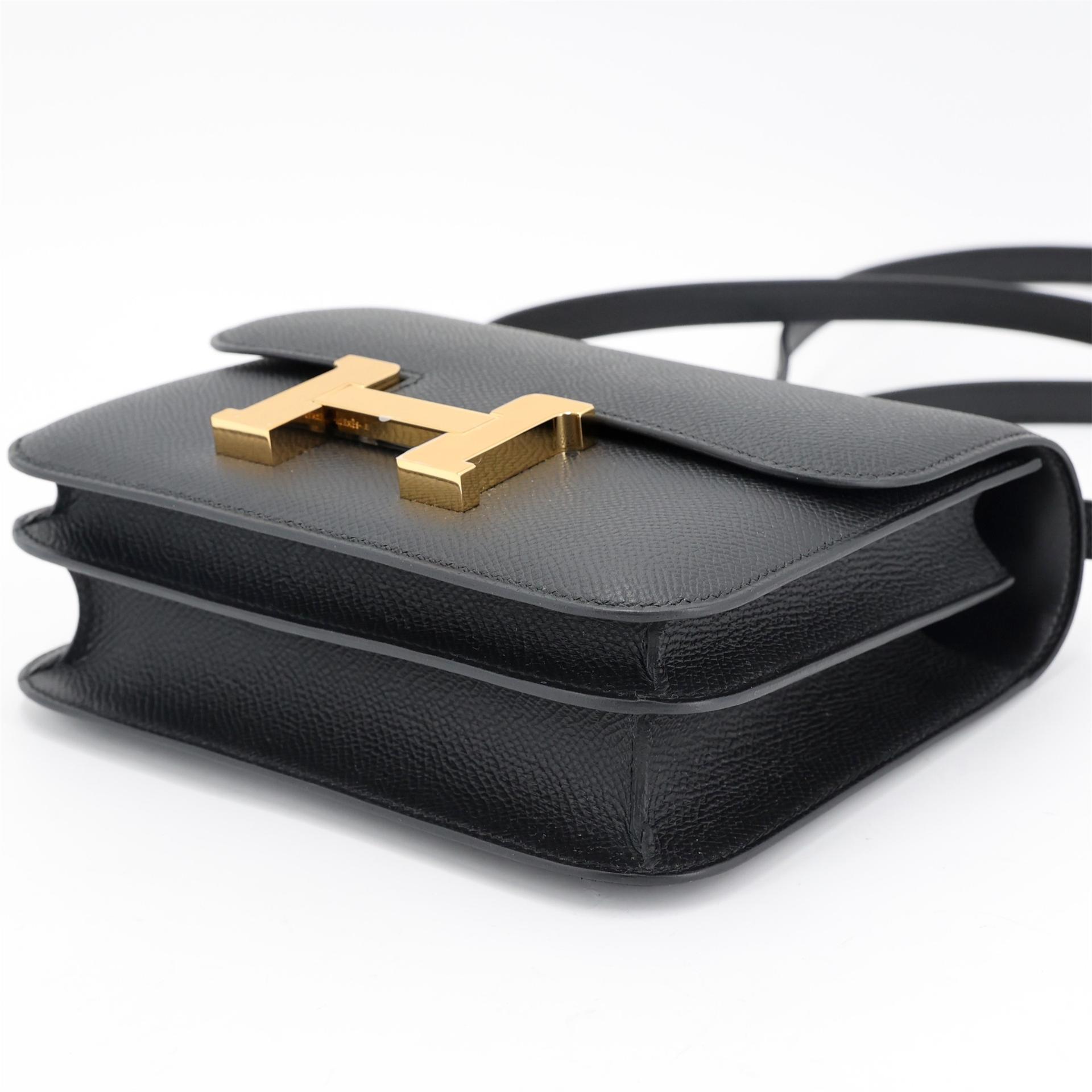 Brand New ( Rank N ) HERMÈS Constance Mini Noir (89) Epsom Gold hardware K (2025) - 7