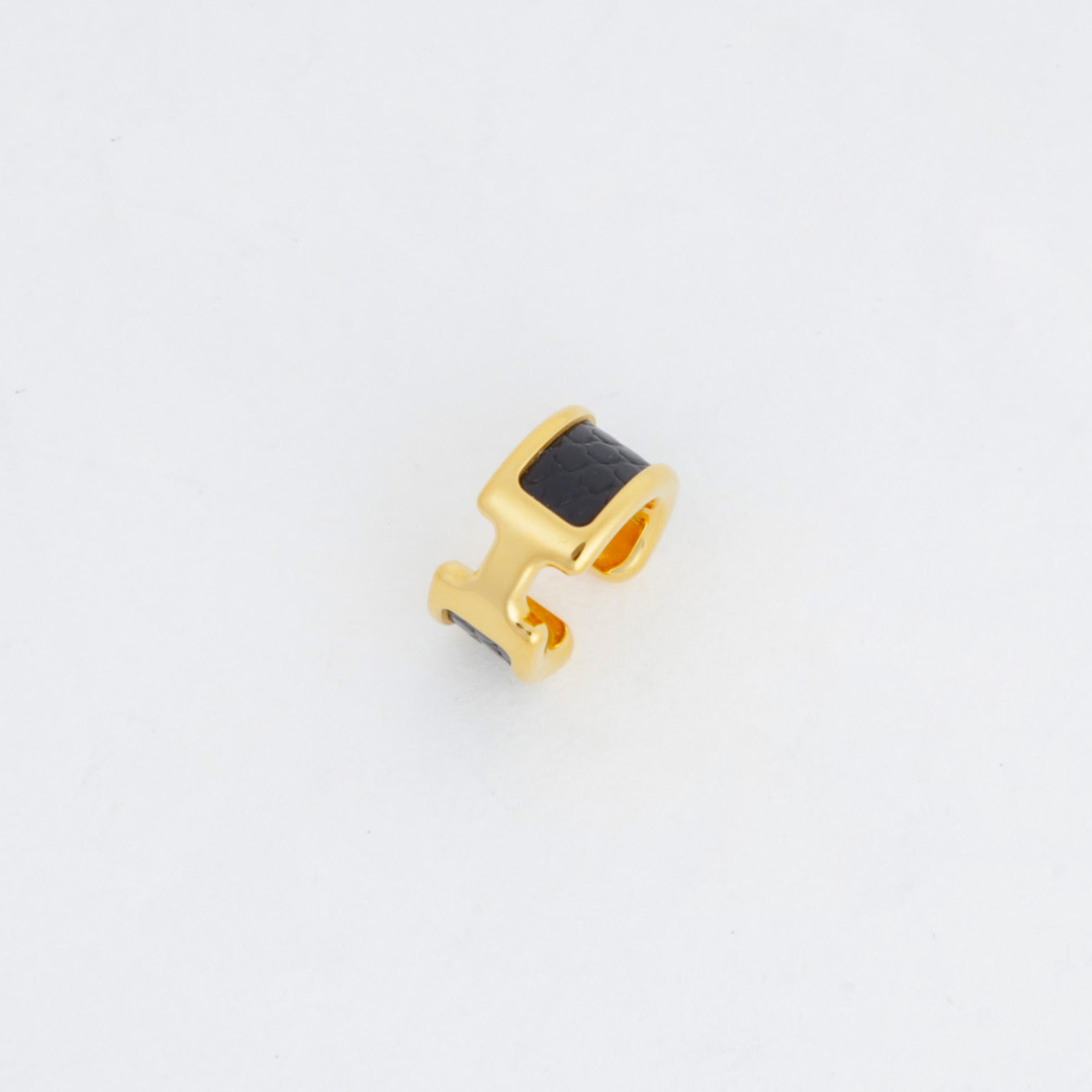 Very Good ( Rank A)  HERMÈS  Olympe ear cuff small model Noir (89) Lizard Gold hardware - 4