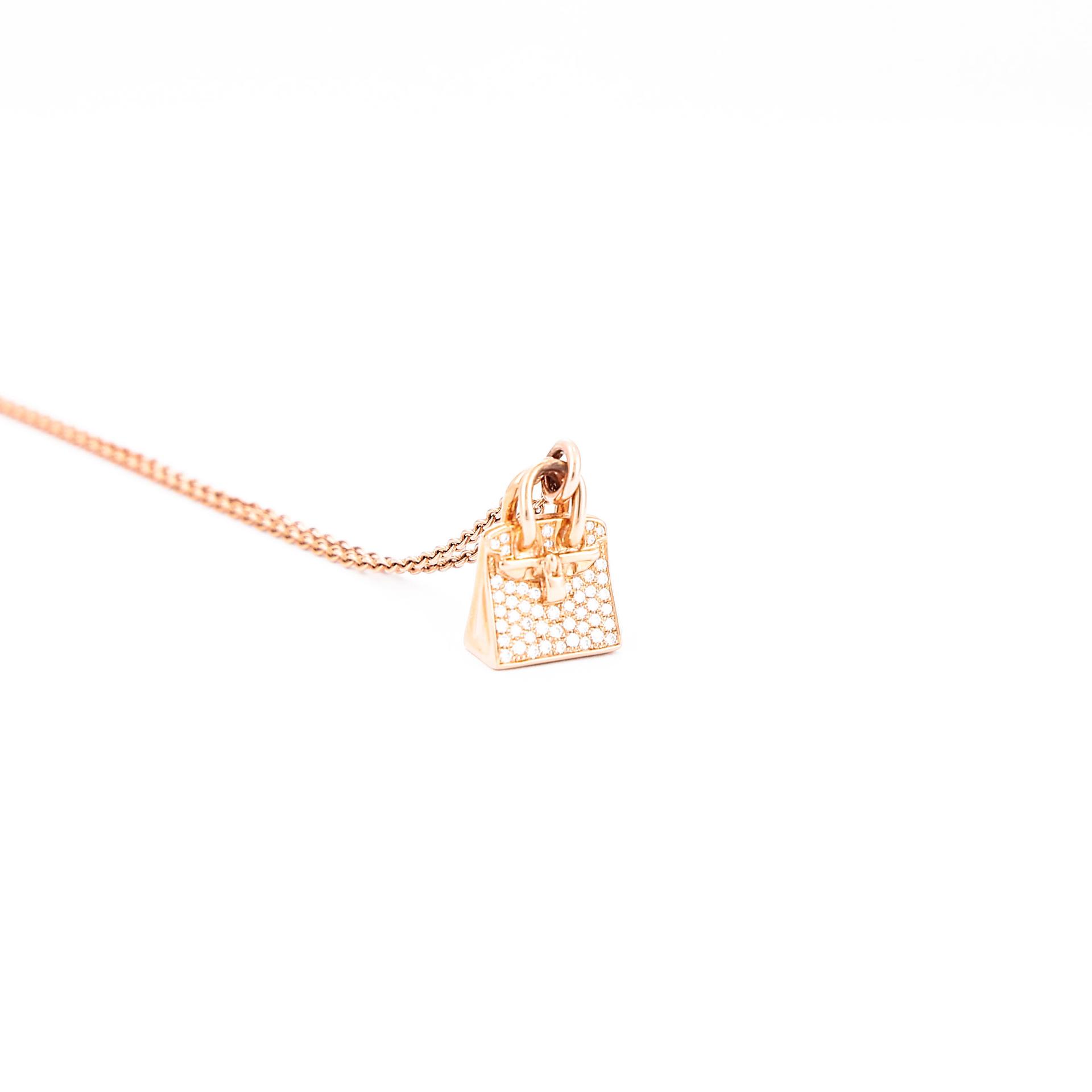 Very Good ( Rank A) HERMÈS Amulettes Kelly Pendant Rose Gold 18K Rose Gold Diamond - 10