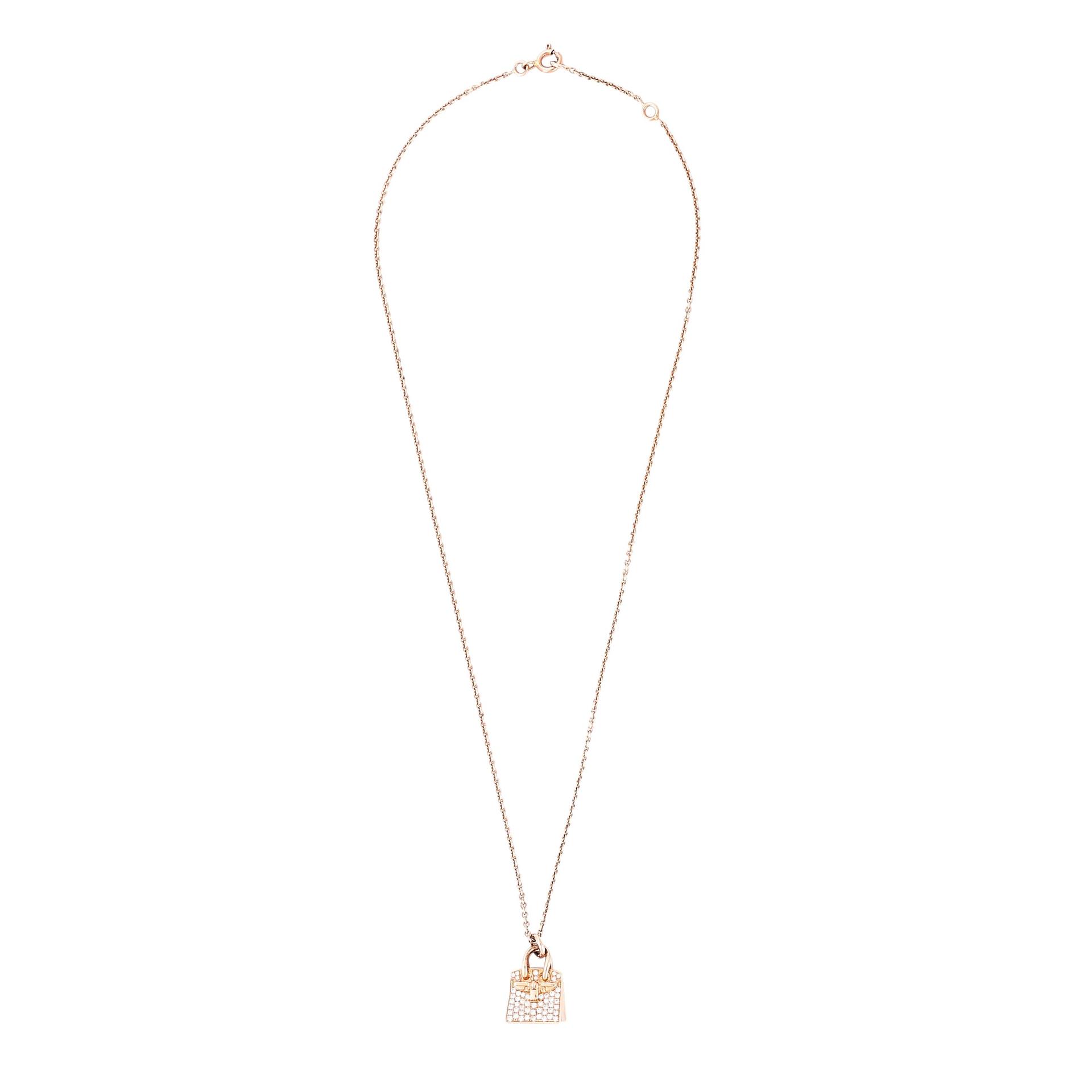 Very Good ( Rank A) HERMÈS Amulettes Kelly Pendant Rose Gold 18K Rose Gold Diamond - 1