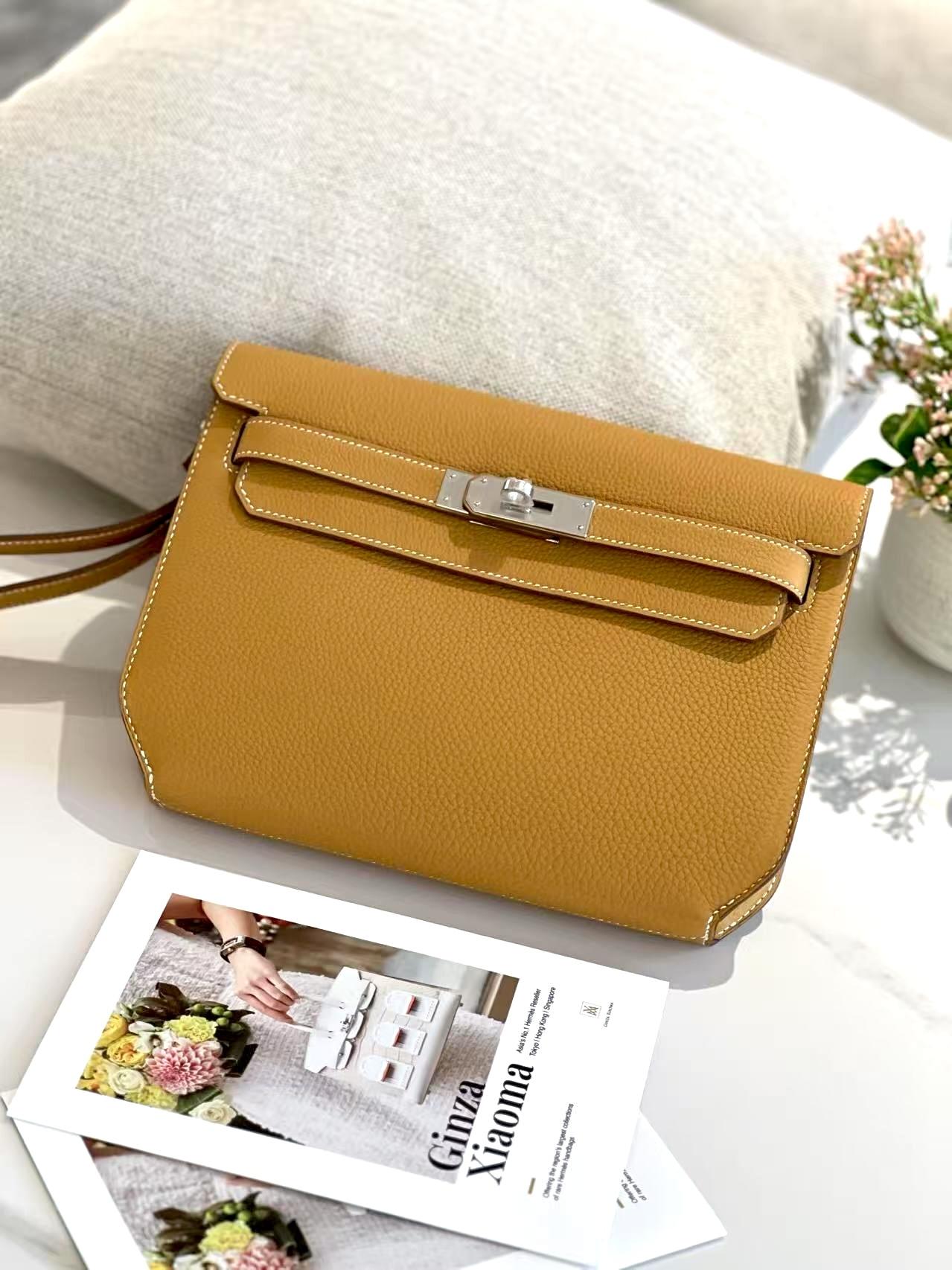 Brand New ( Rank N ) HERMÈS Kelly depeches 25 Natural Sable (21) Togo Palladium hardware B (2023) - 3
