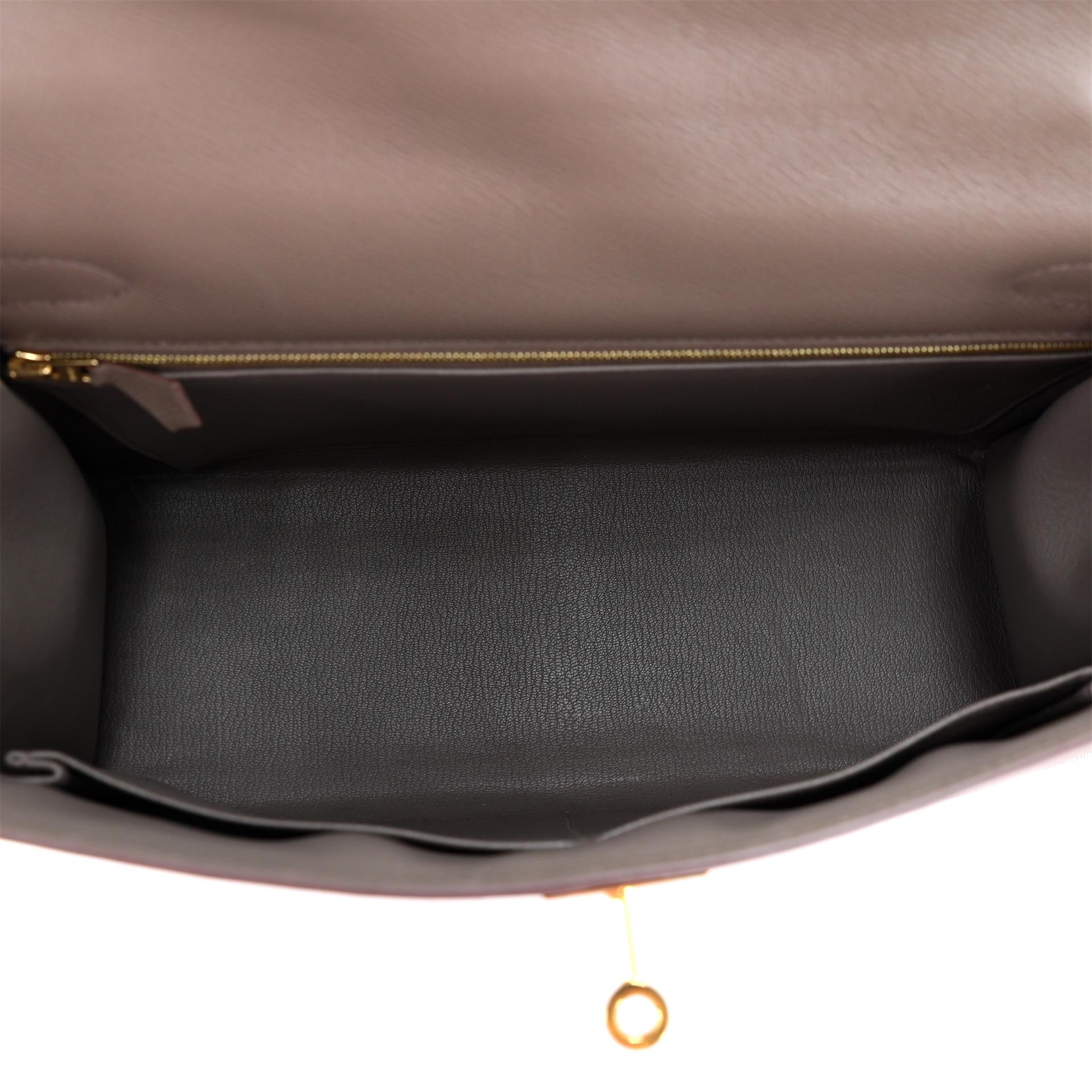 Excellent ( Rank SA ) HERMÈS Kelly 32 Sellier Etain (8F) Epsom Gold hardware Z (2021) - 11