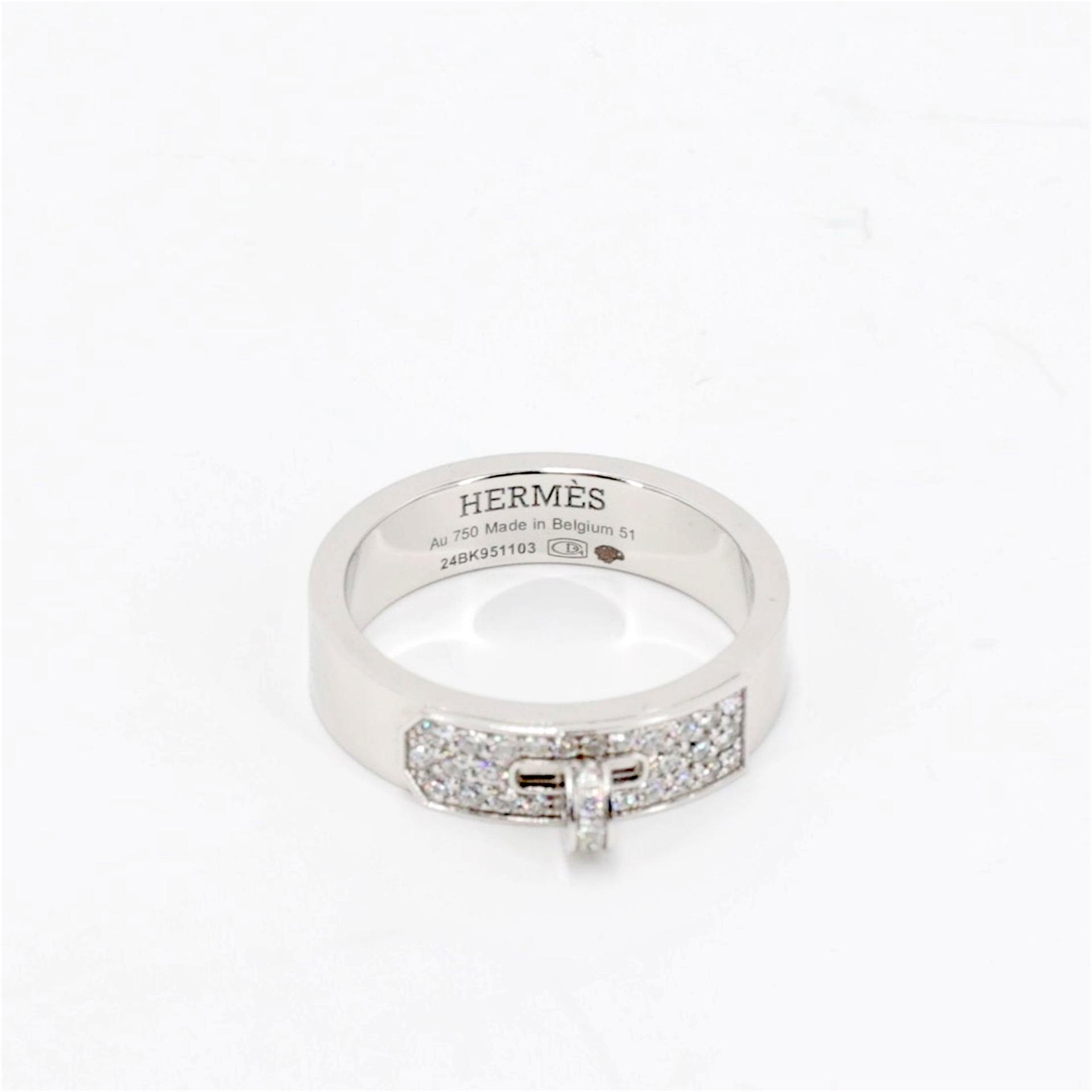 SA超美品 HERMÈS 愛馬仕 Anello Kelly 鑽石戒指 銀色 18K白金 鑽石 - 6