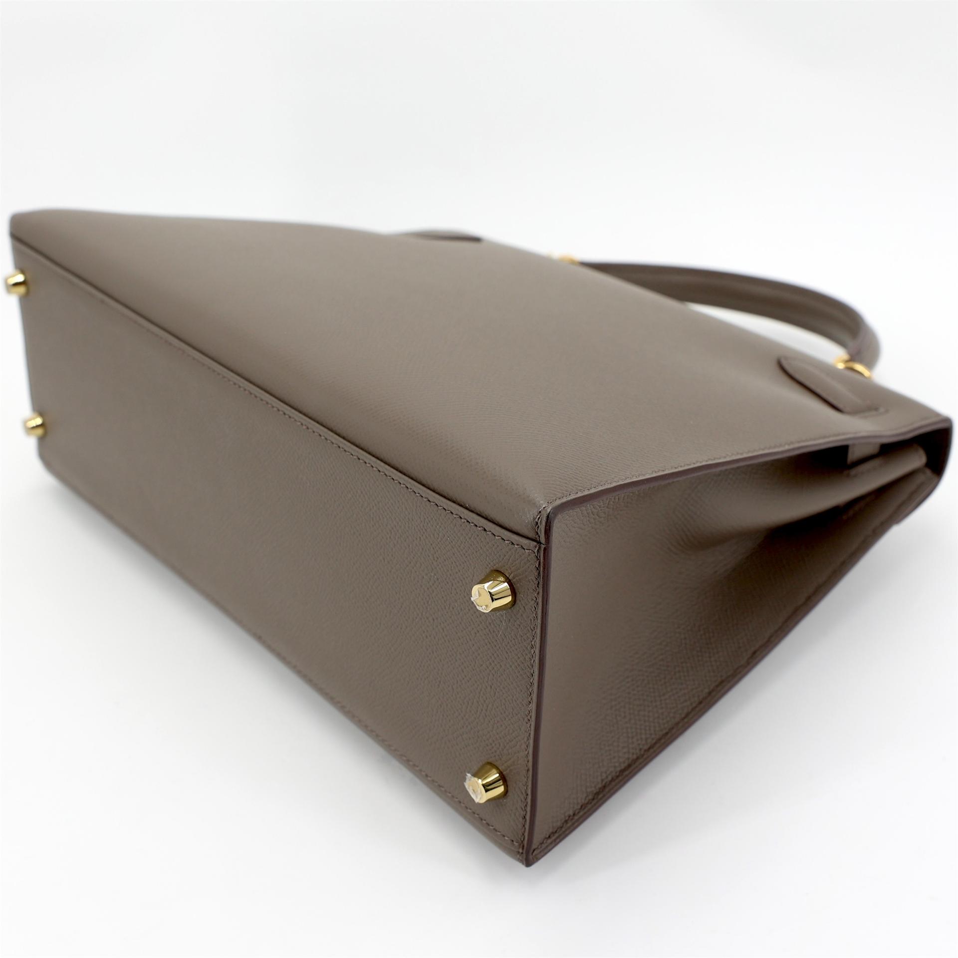 Excellent ( Rank SA ) HERMÈS Kelly 32 Sellier Etain (8F) Epsom Gold hardware Z (2021) - 8