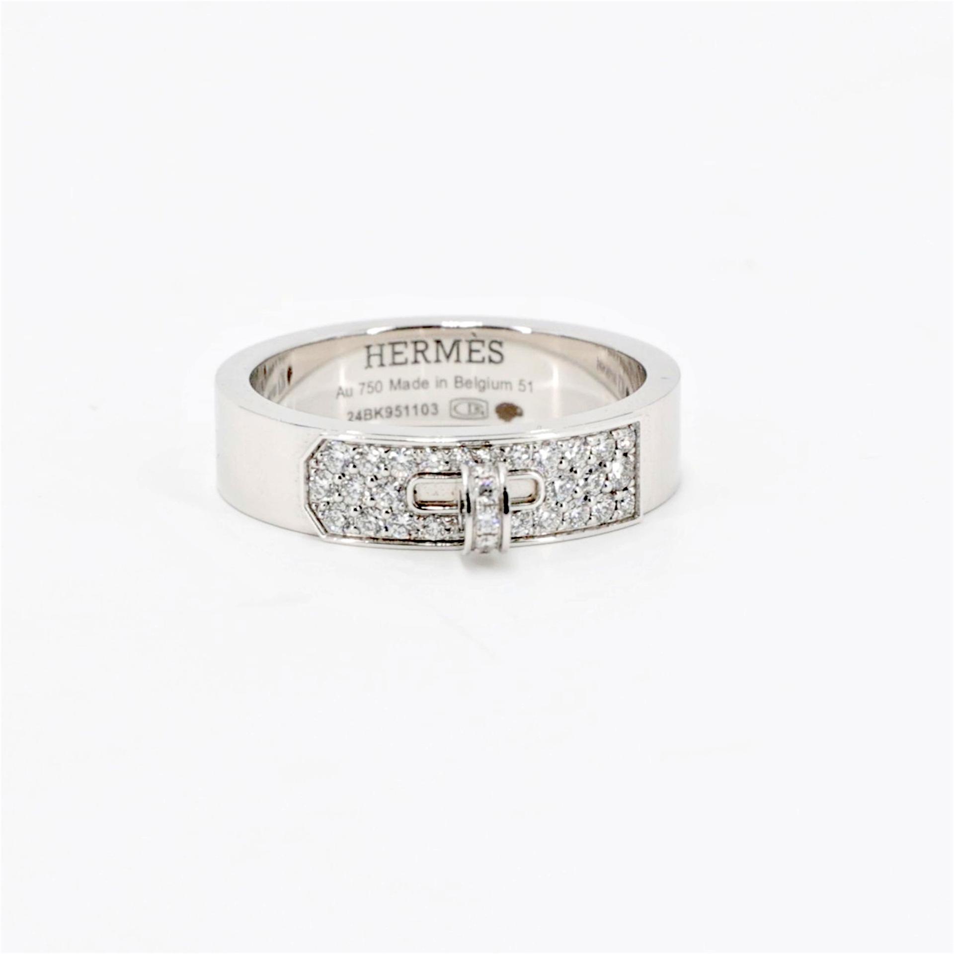 SA超美品 HERMÈS 愛馬仕 Anello Kelly 鑽石戒指 銀色 18K白金 鑽石 - 7