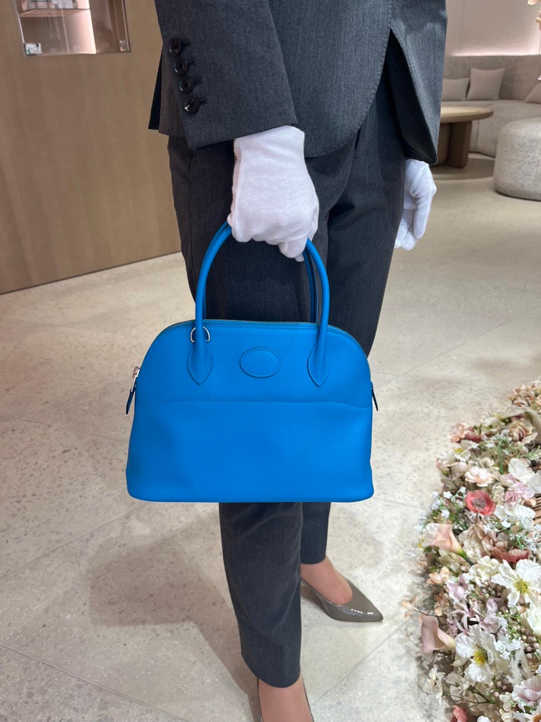 ランク A  HERMÈS エルメス  ボリード27  ブルーフリーダ (0F) スイフト シルバー金具 Z刻印 - 13