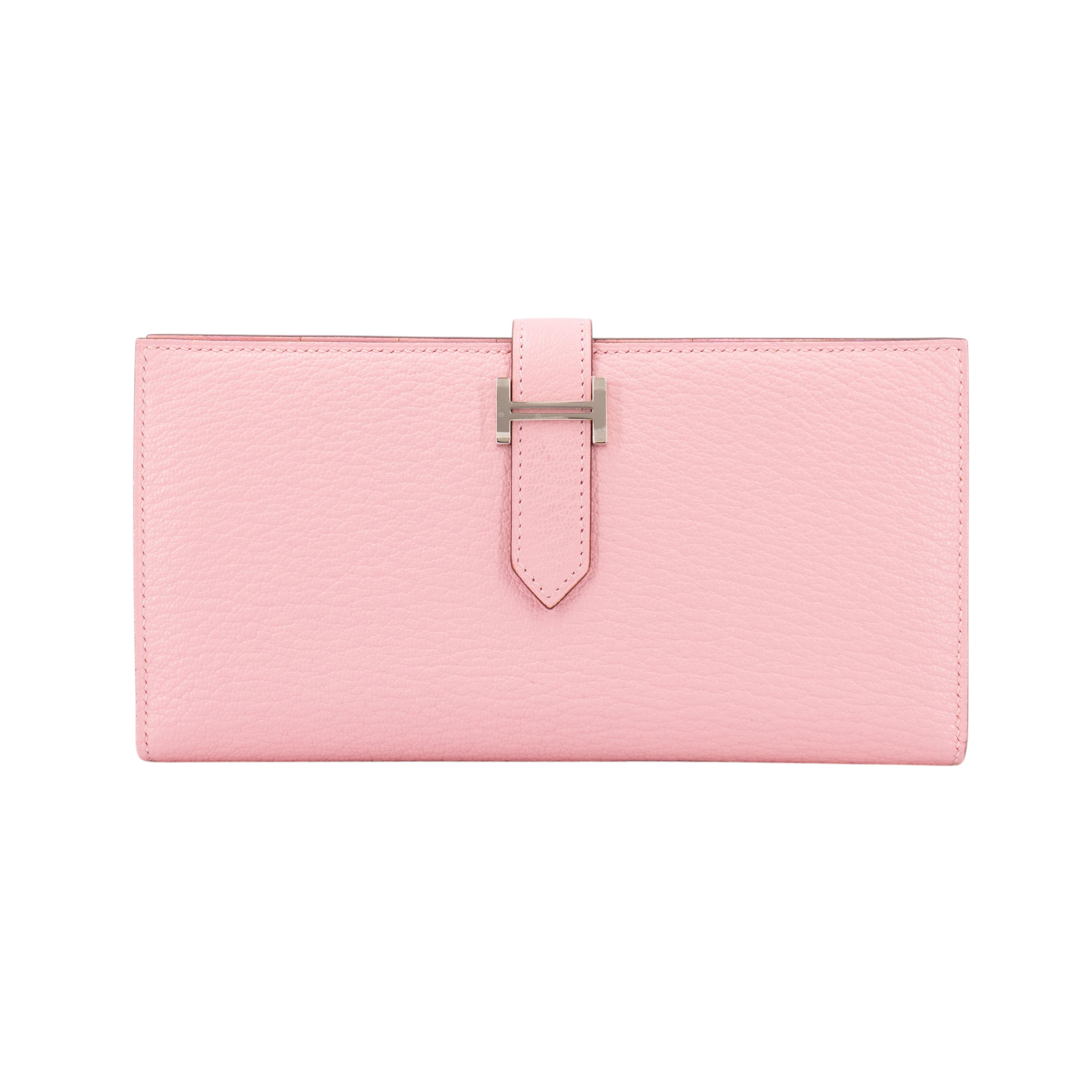 Unused ( Rank NS )  HERMÈS  Bearn Souffle wallet Rose Sakura (3Q) Chevre Palladium hardware Z (2021) - 1