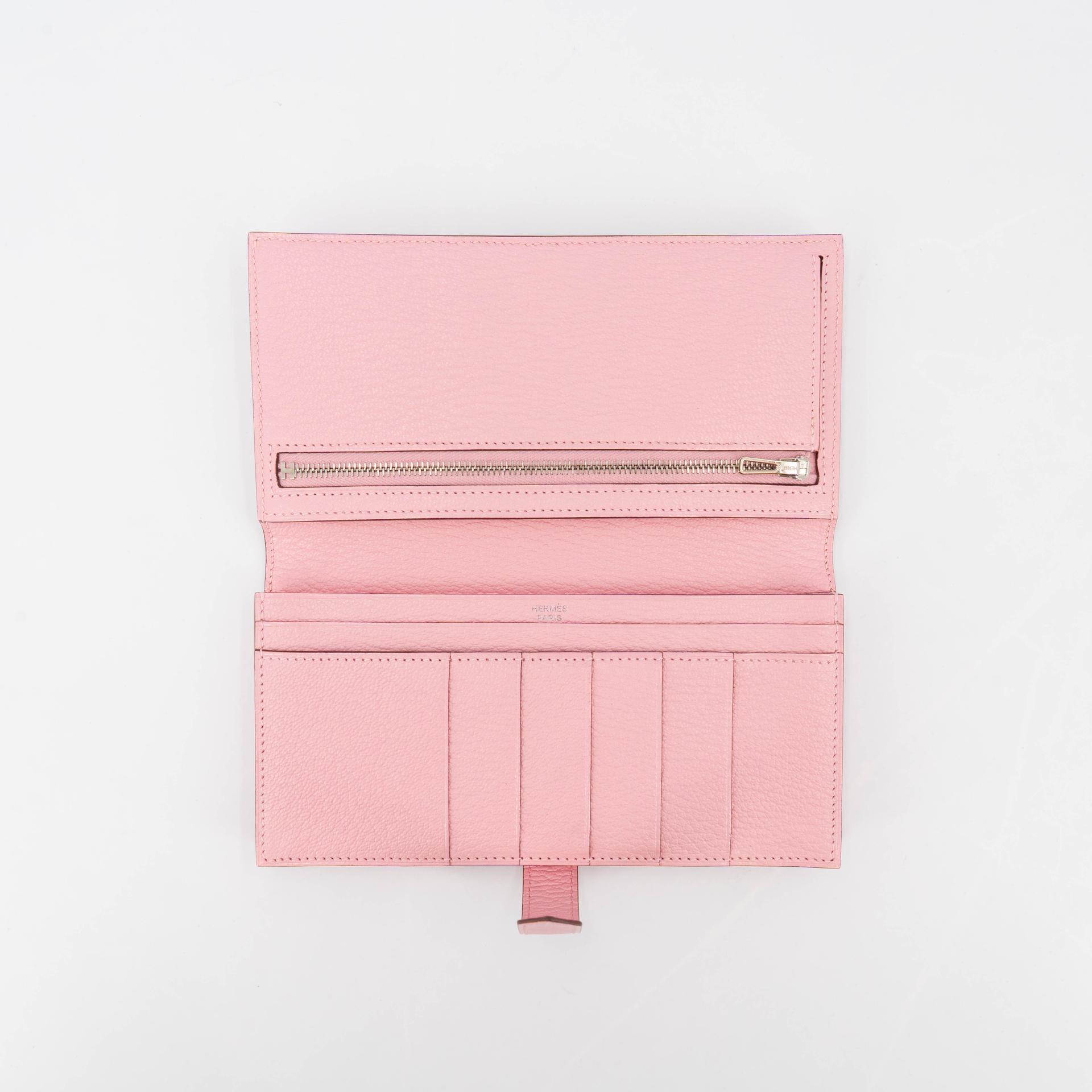 Unused ( Rank NS )  HERMÈS  Bearn Souffle wallet Rose Sakura (3Q) Chevre Palladium hardware Z (2021) - 10