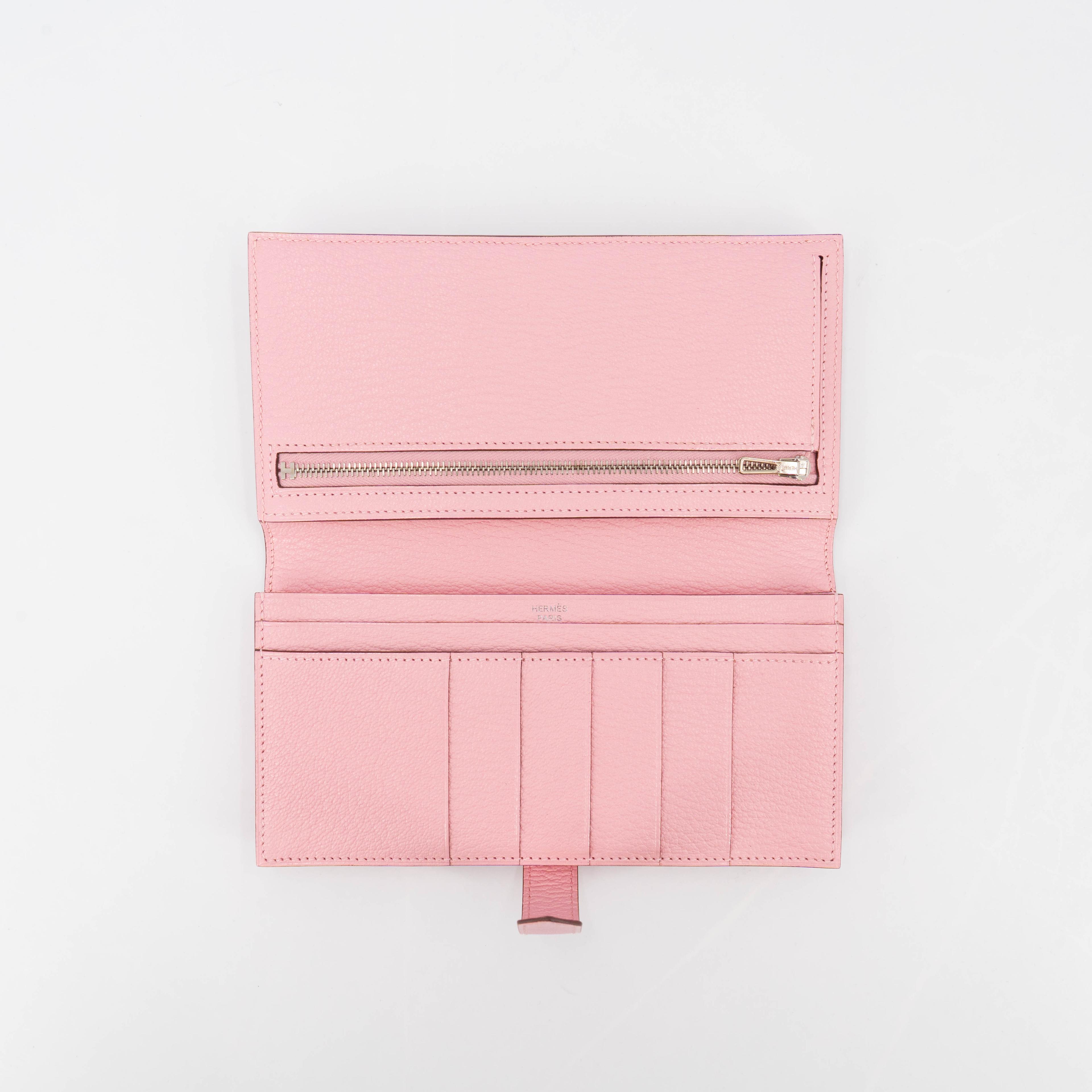 Unused ( Rank NS )  HERMÈS  Bearn Souffle wallet Rose Sakura (3Q) Chevre Palladium hardware Z (2021) - 10