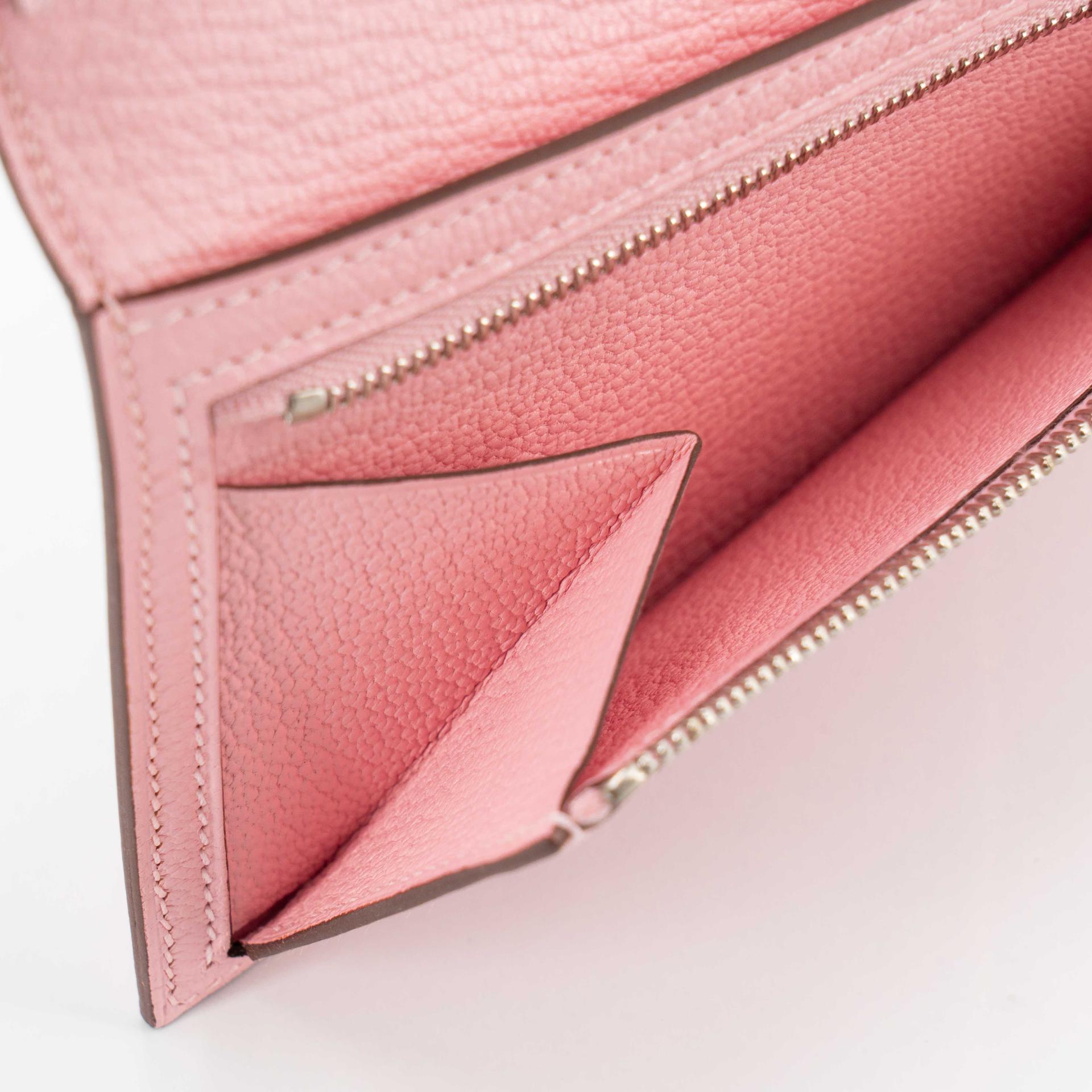 Unused ( Rank NS )  HERMÈS  Bearn Souffle wallet Rose Sakura (3Q) Chevre Palladium hardware Z (2021) - 15