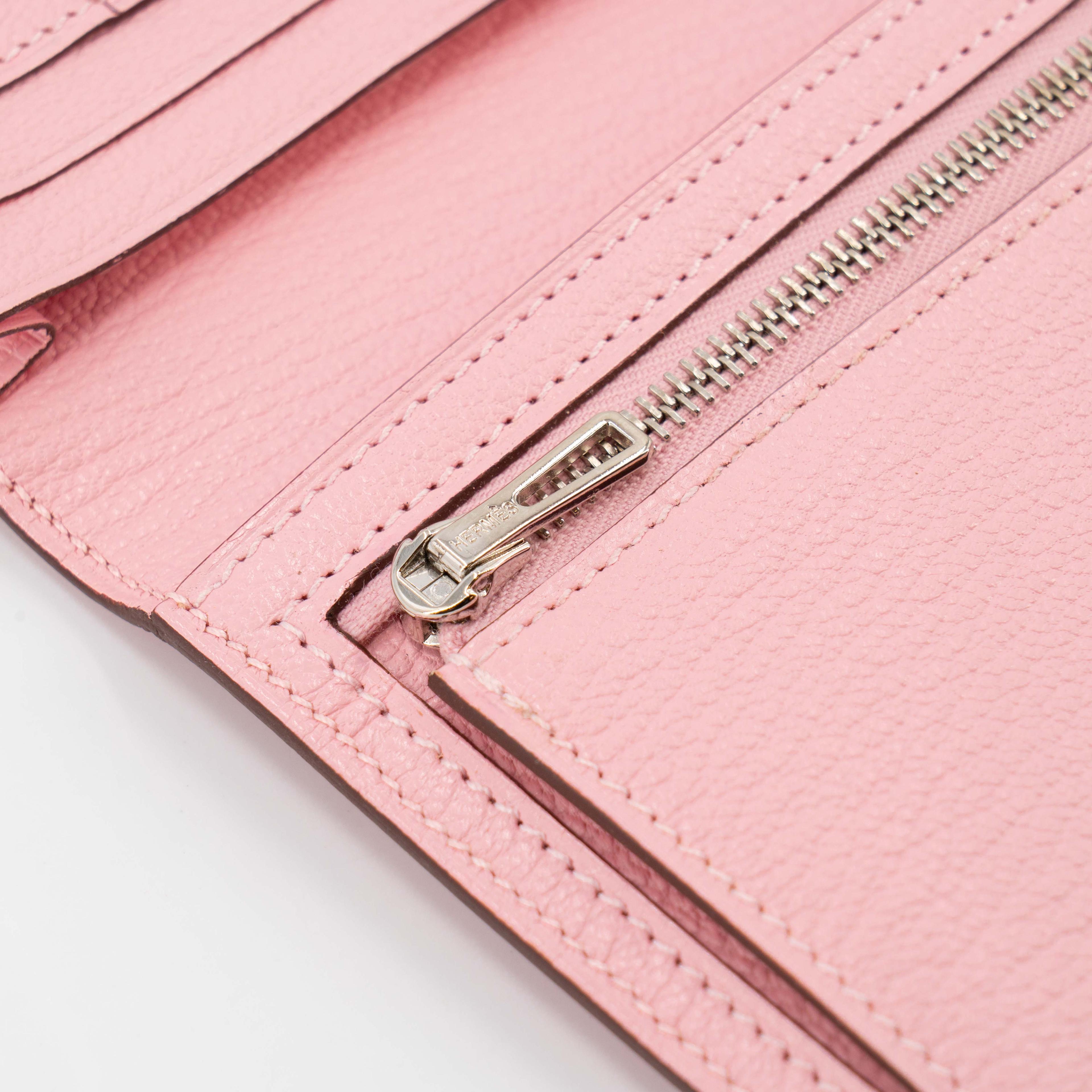 Unused ( Rank NS )  HERMÈS  Bearn Souffle wallet Rose Sakura (3Q) Chevre Palladium hardware Z (2021) - 12