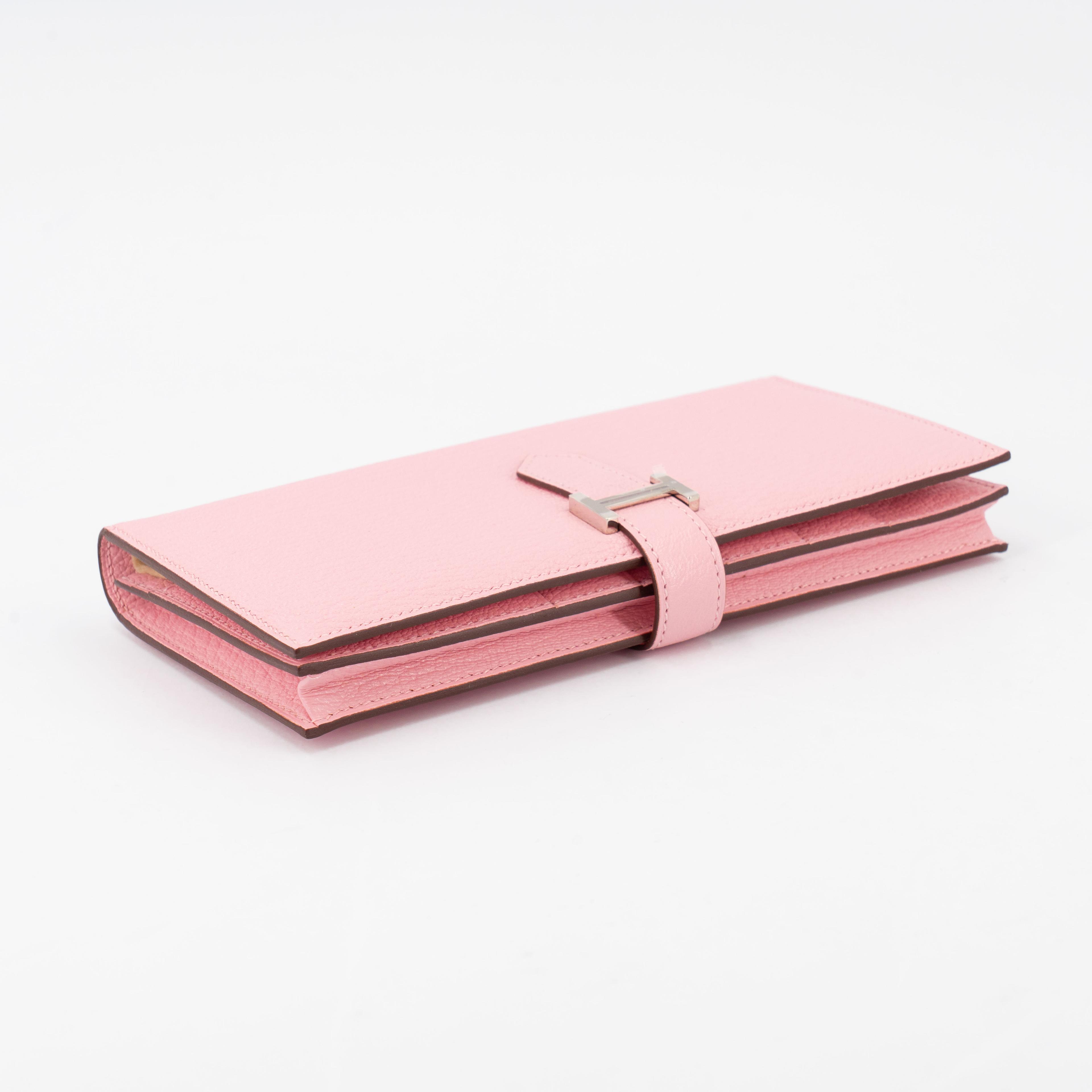 Unused ( Rank NS )  HERMÈS  Bearn Souffle wallet Rose Sakura (3Q) Chevre Palladium hardware Z (2021) - 7