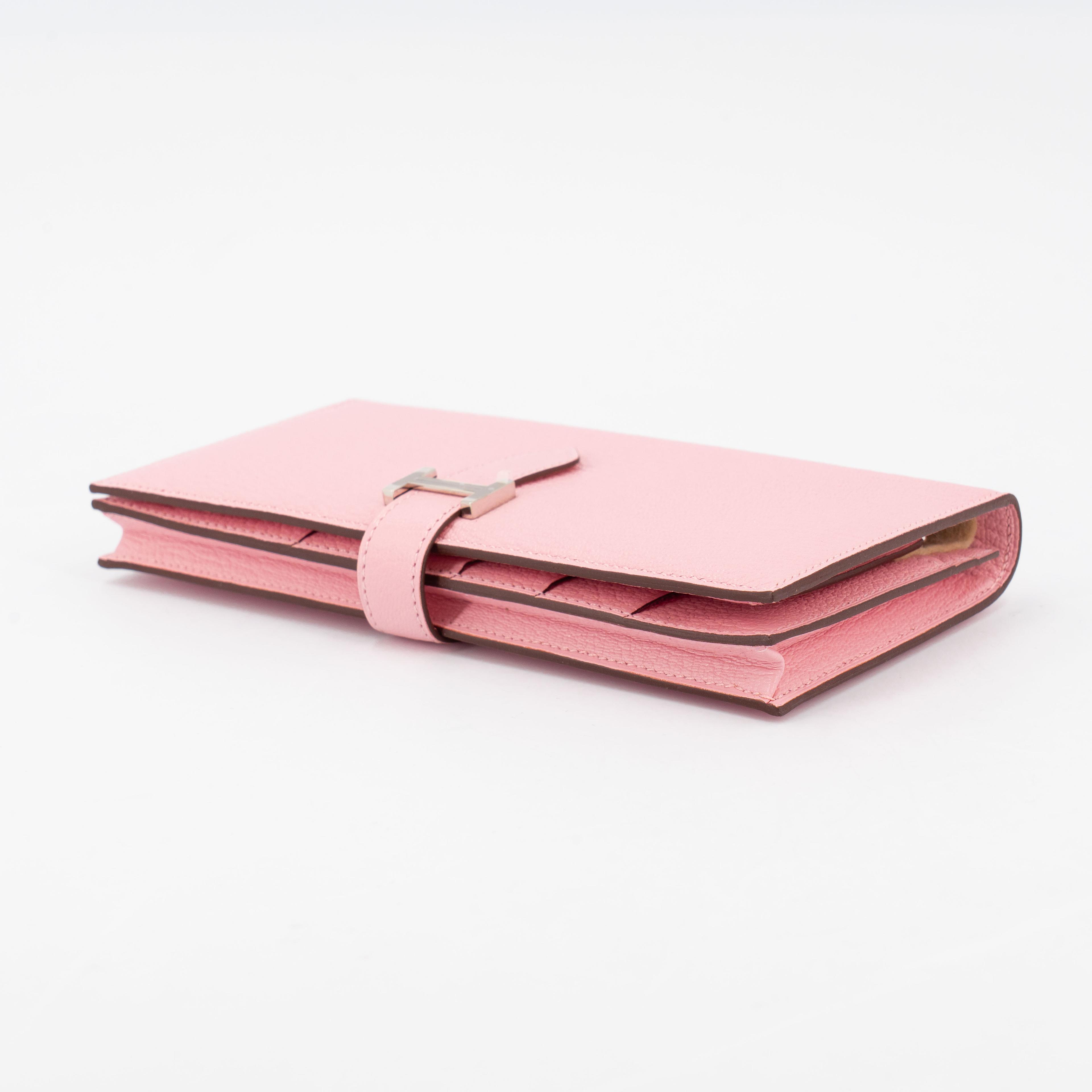 Unused ( Rank NS )  HERMÈS  Bearn Souffle wallet Rose Sakura (3Q) Chevre Palladium hardware Z (2021) - 6