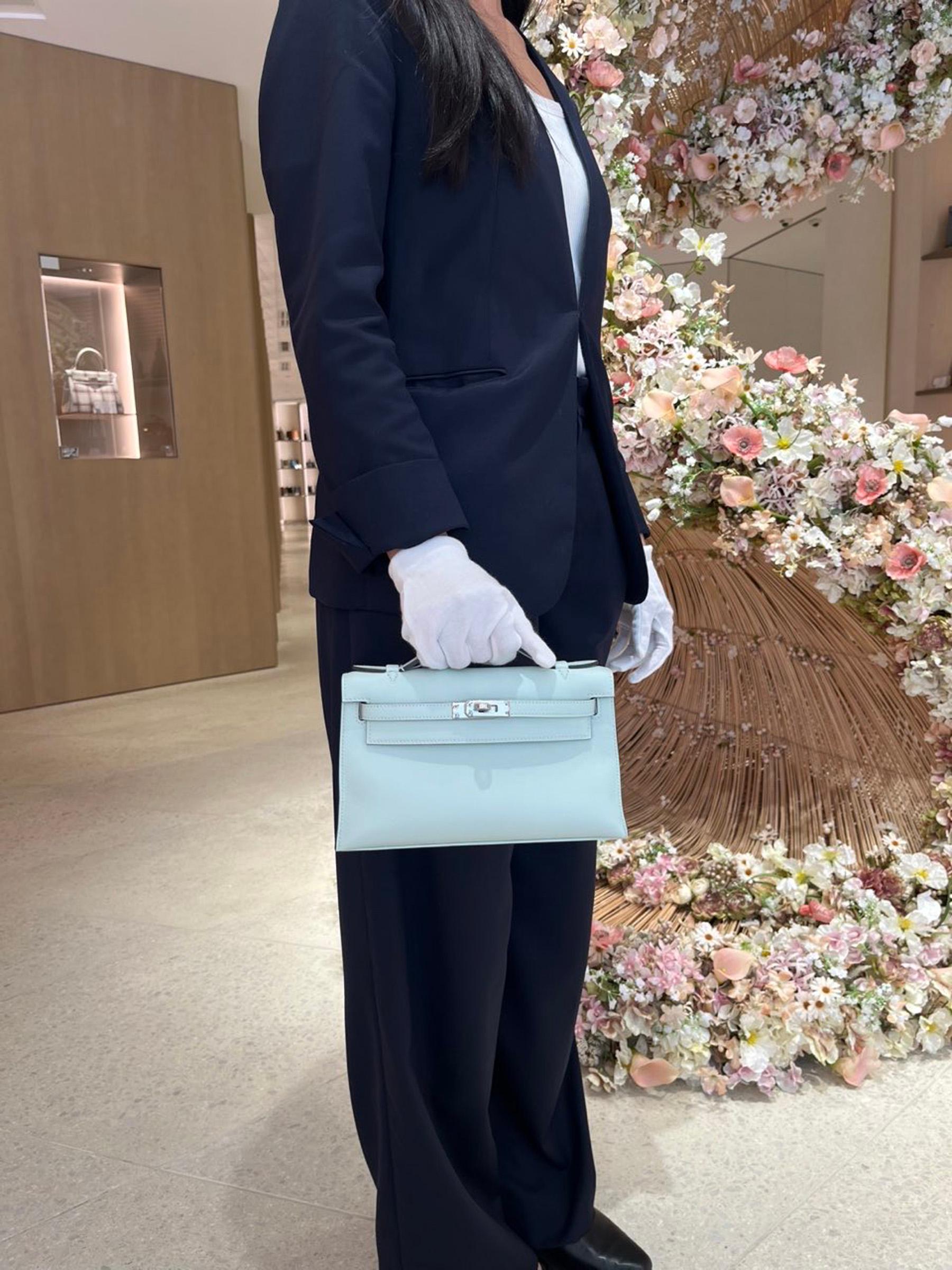 ランク N 新品  HERMÈS エルメス  ポシェットケリー ヴェールペパーミント (N3) スイフト シルバー金具 K刻印 - 15