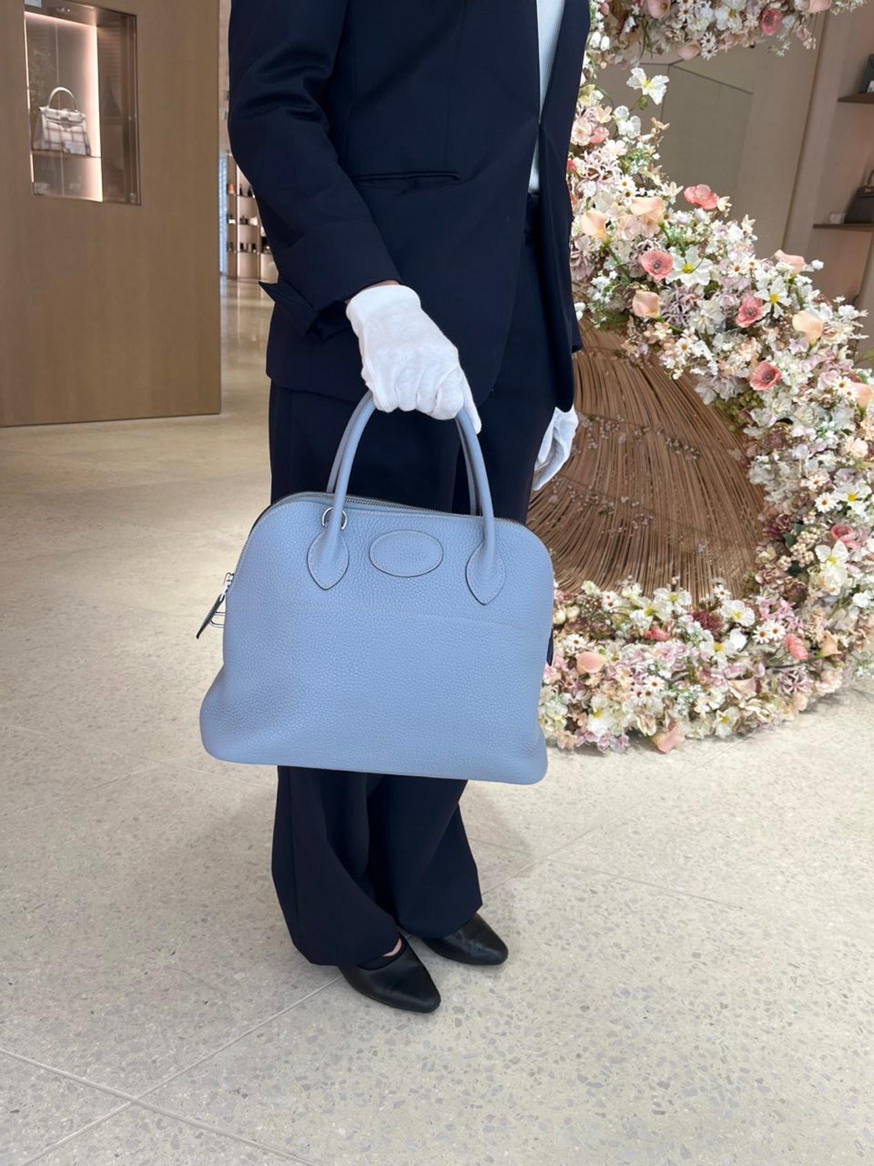 ランク A HERMÈS エルメス ボリード31 ブルーラン (J7) トリヨン シルバー金具 □Q刻印 - 13