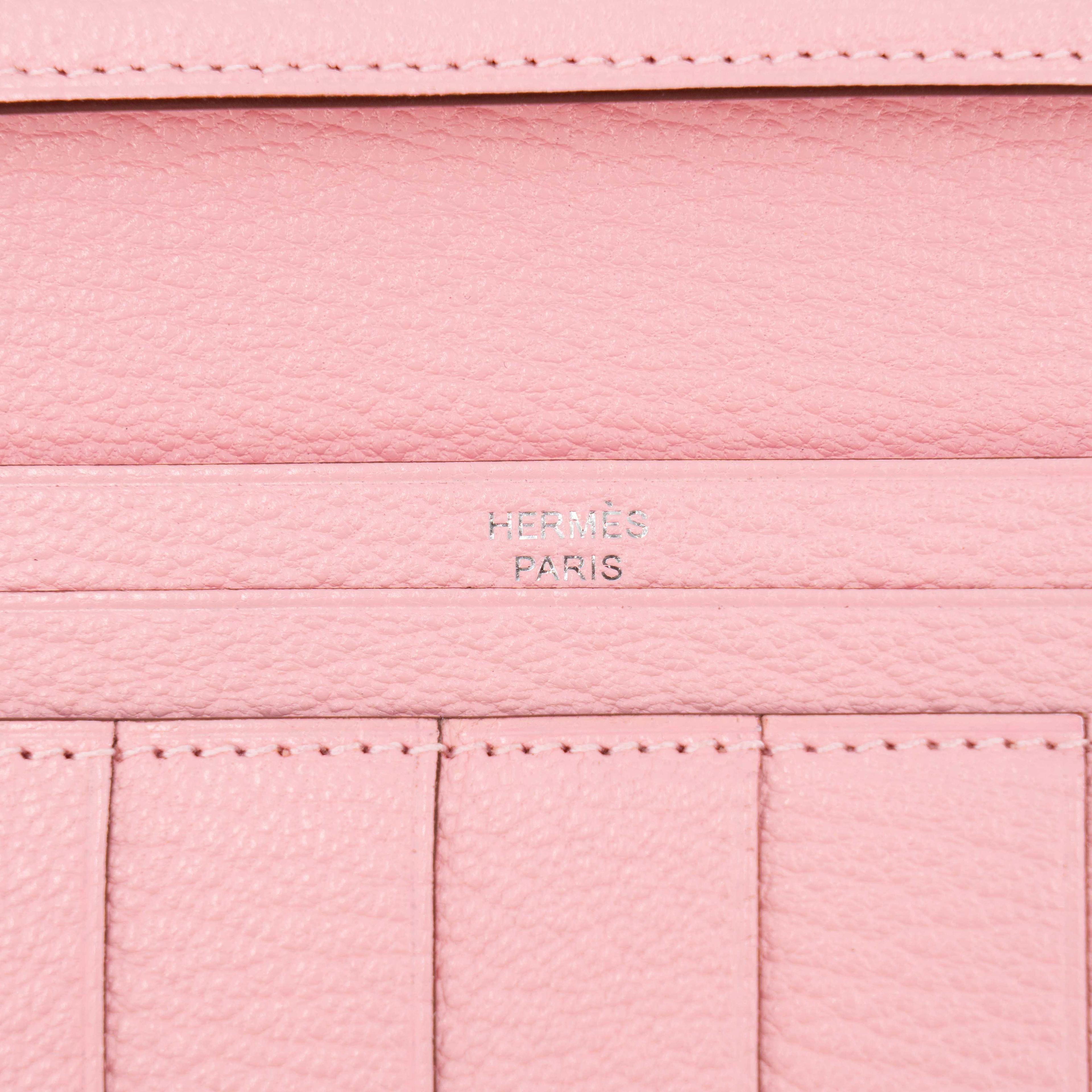 Unused ( Rank NS )  HERMÈS  Bearn Souffle wallet Rose Sakura (3Q) Chevre Palladium hardware Z (2021) - 11