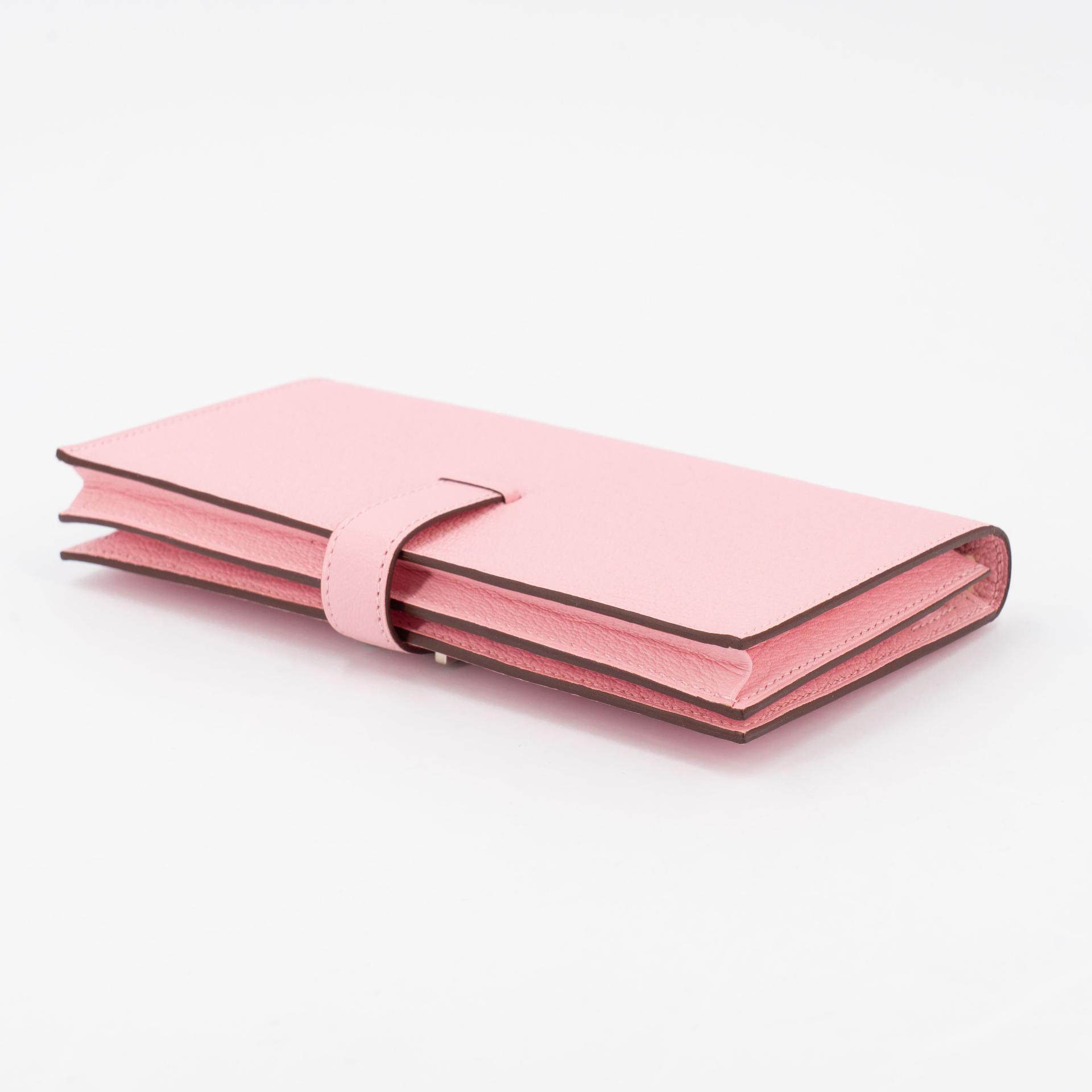 Unused ( Rank NS )  HERMÈS  Bearn Souffle wallet Rose Sakura (3Q) Chevre Palladium hardware Z (2021) - 8