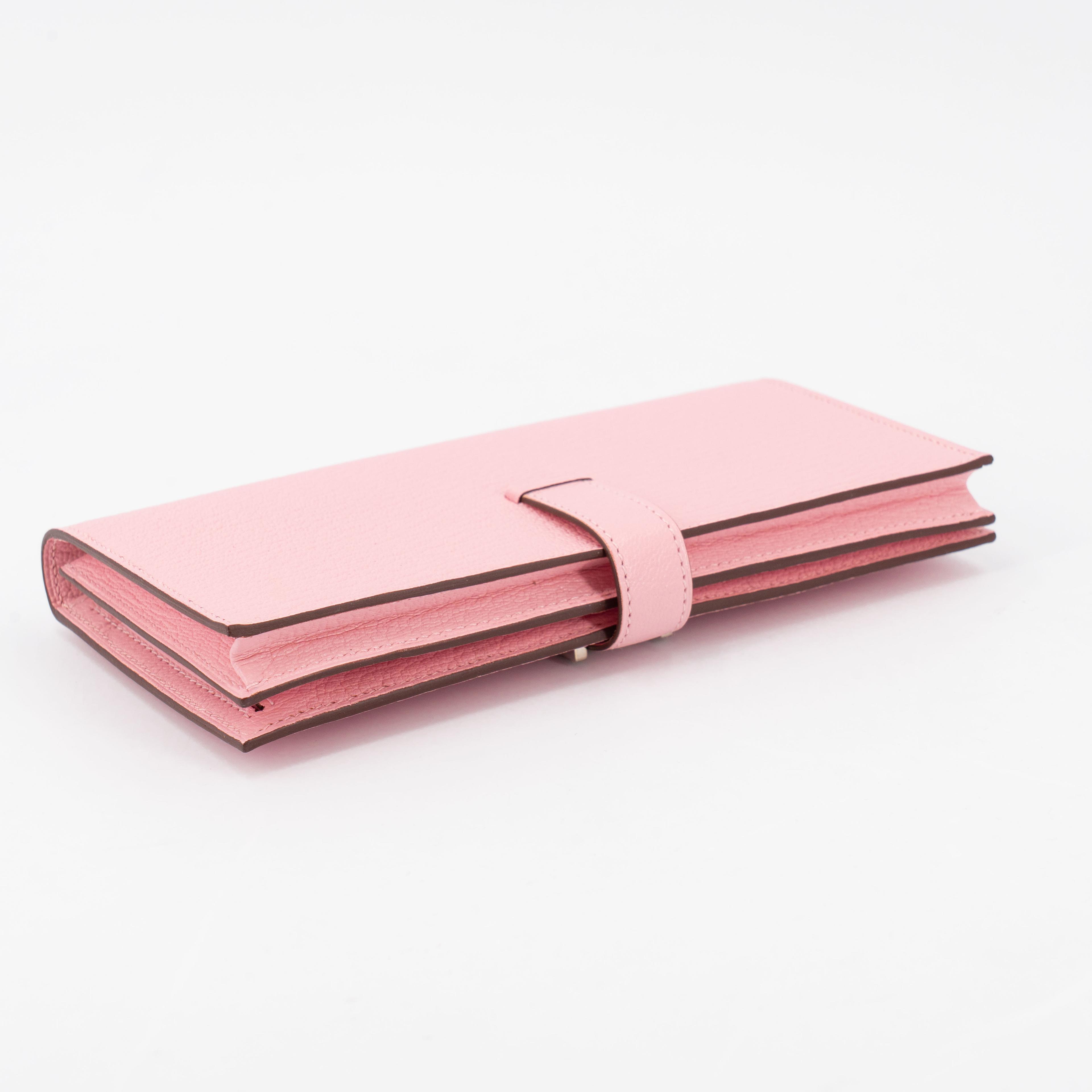 Unused ( Rank NS )  HERMÈS  Bearn Souffle wallet Rose Sakura (3Q) Chevre Palladium hardware Z (2021) - 9