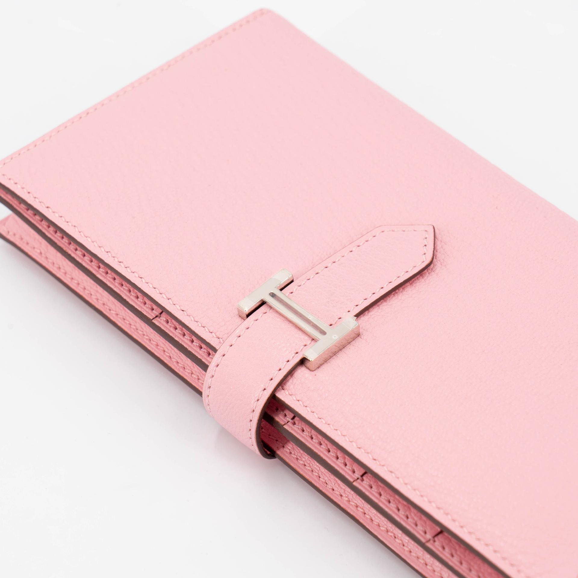 Unused ( Rank NS )  HERMÈS  Bearn Souffle wallet Rose Sakura (3Q) Chevre Palladium hardware Z (2021) - 5