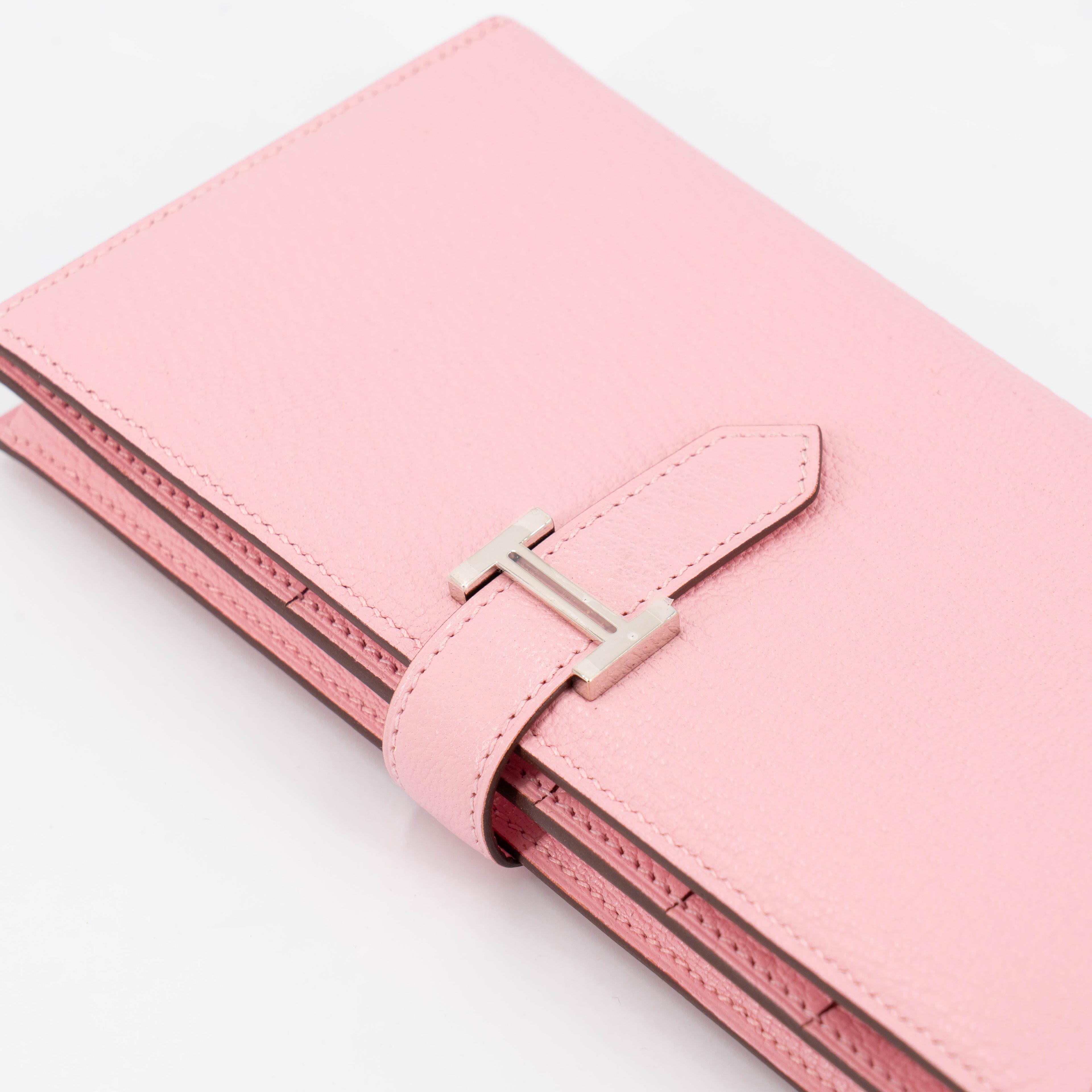Unused ( Rank NS )  HERMÈS  Bearn Souffle wallet Rose Sakura (3Q) Chevre Palladium hardware Z (2021) - 5