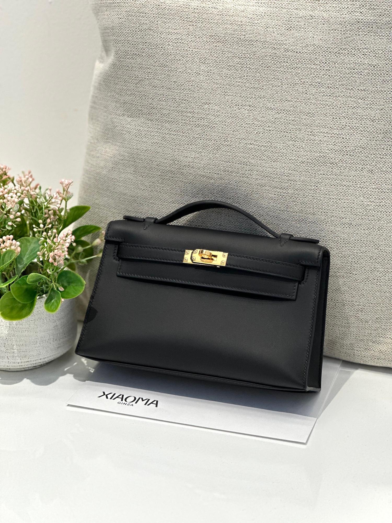 Brand New ( Rank N ) HERMÈS Kelly Pochette Noir (89) Swift Gold hardware K (2025) - 4