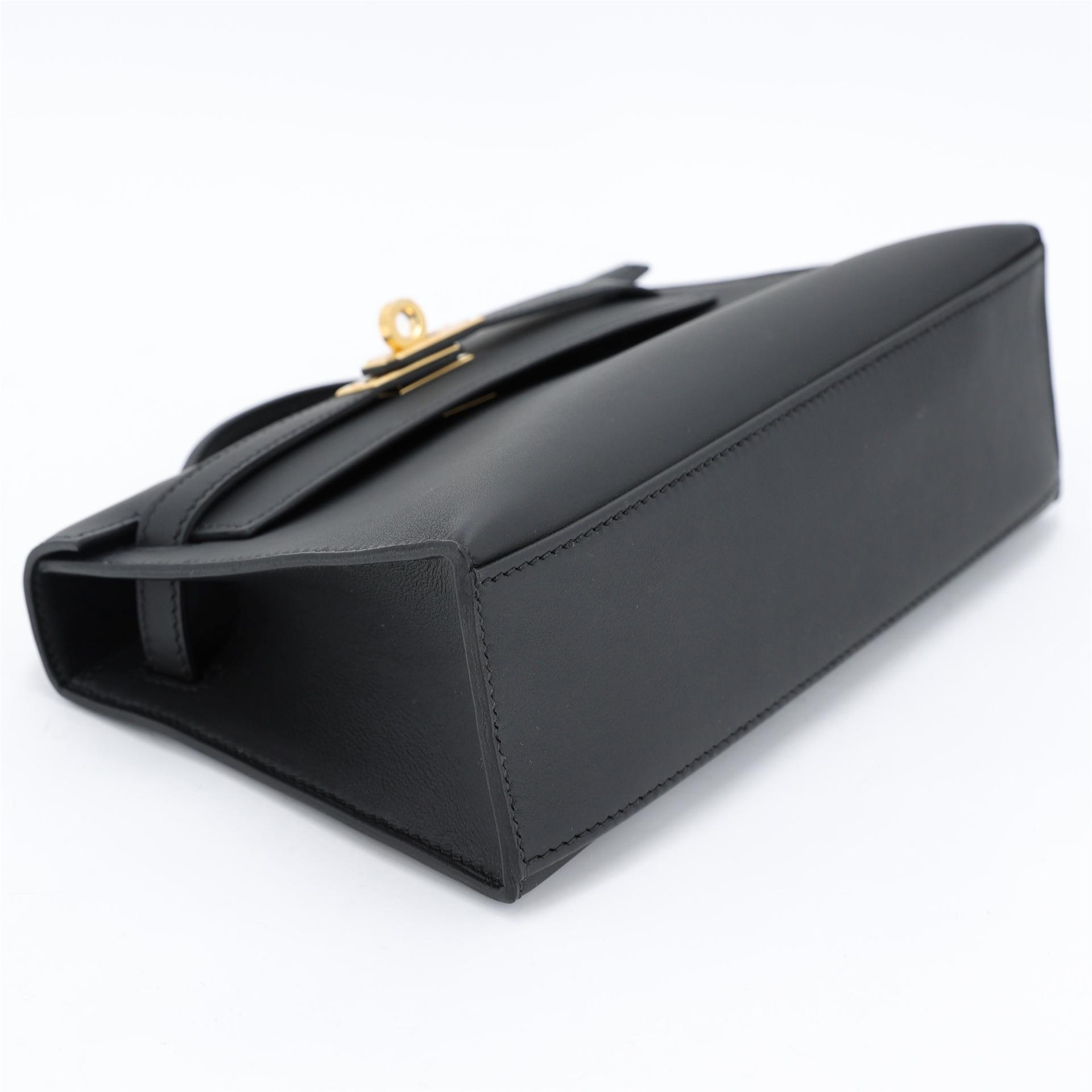 Brand New ( Rank N ) HERMÈS Kelly Pochette Noir (89) Swift Gold hardware K (2025) - 5