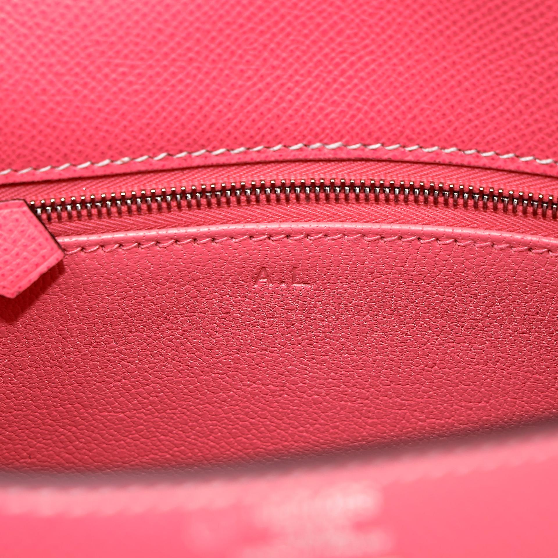 Very Good ( Rank A) HERMÈS Special Order Kelly 25  Sellier HSS Rose Azalee (8W) Bleu Paon (7F) Epsom Brushed Palladium D (2019) - 18